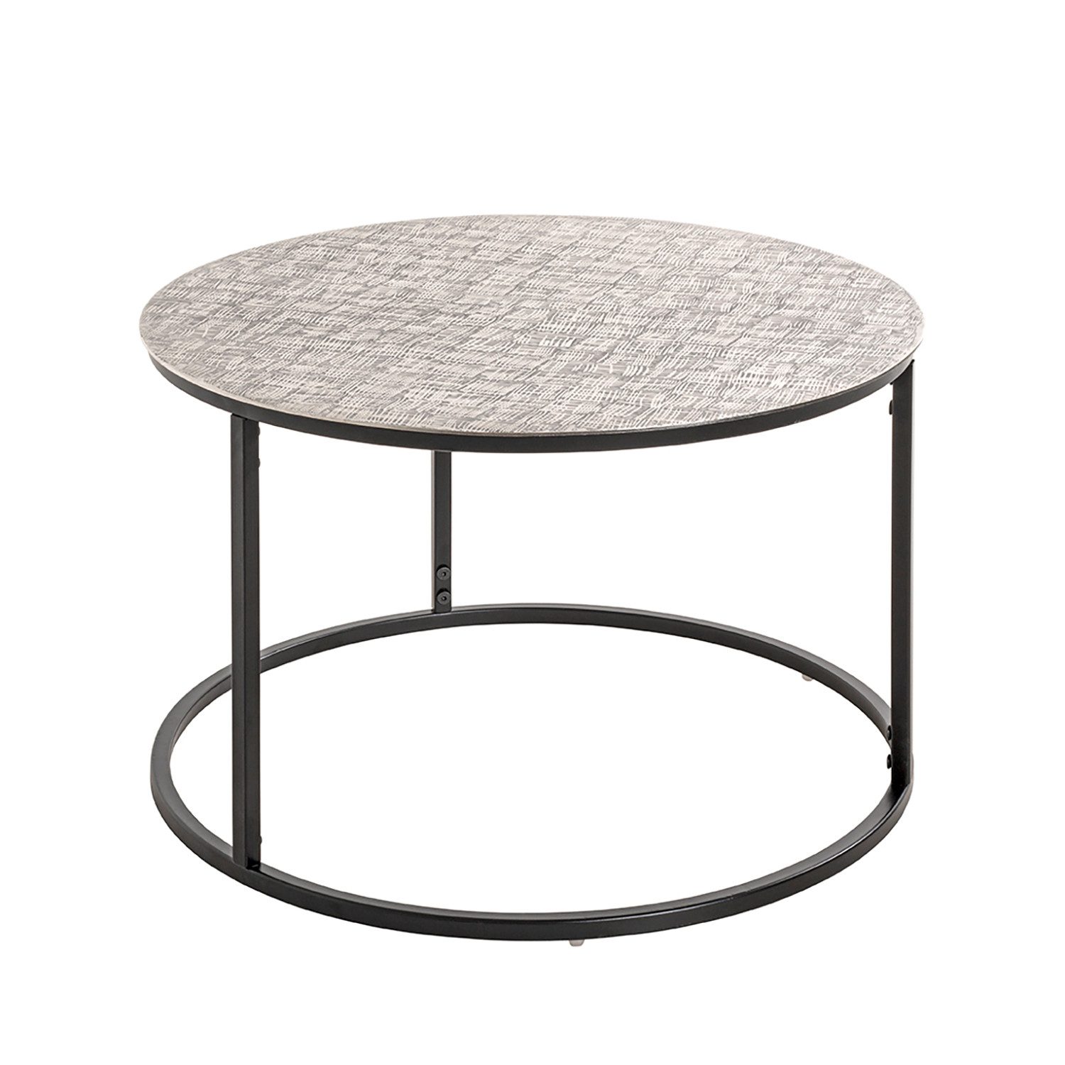 Beistelltisch Tisch - schwarz-silber aus Metall - H. 37cm - Wohnzimmertisch