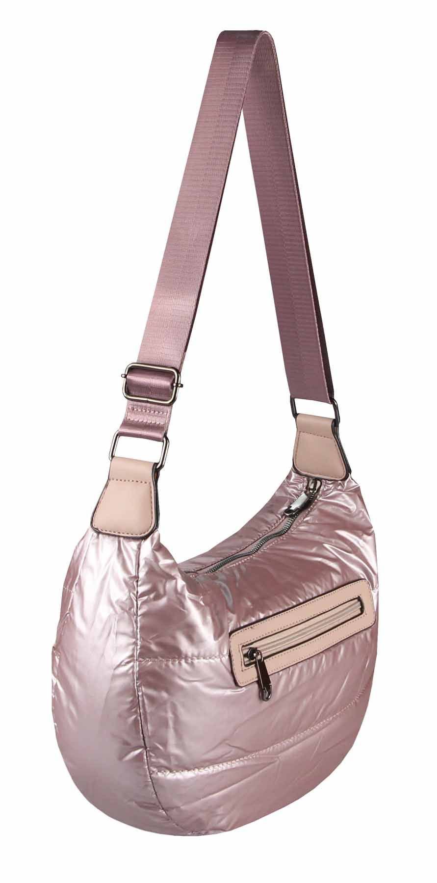 ITALYSHOP24 Schultertasche Damen Halbmond Tasche Cross Over Nylon Shopper B günstig online kaufen
