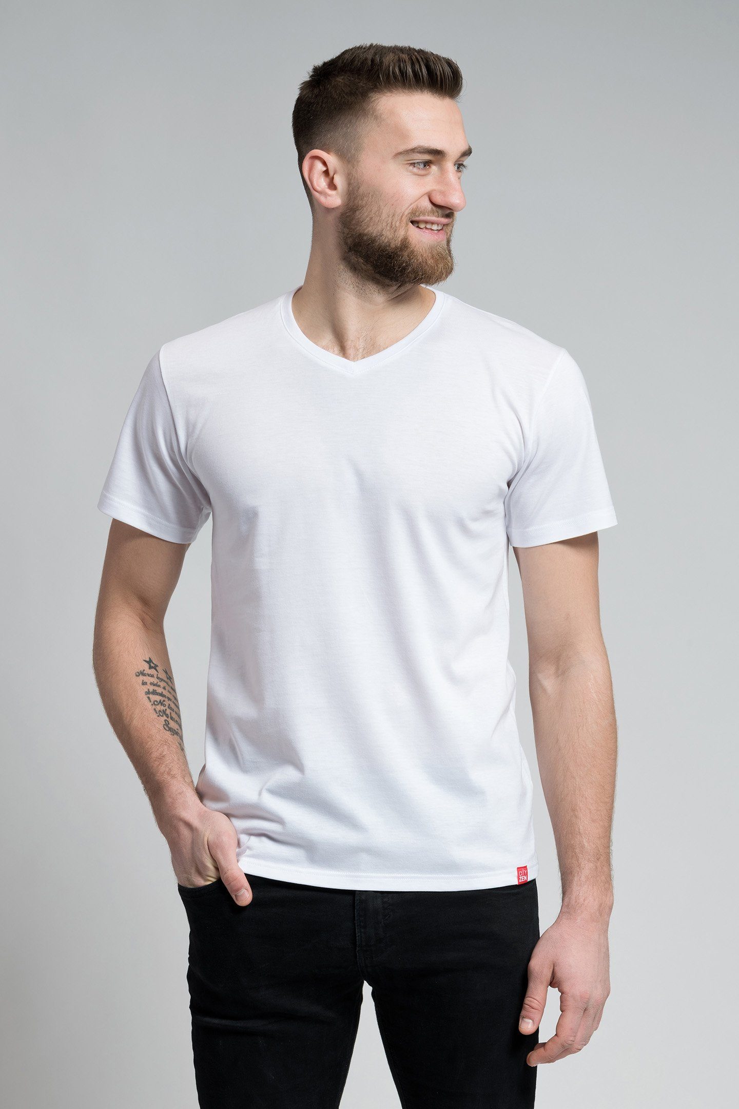 CityZen T-Shirt V-Ausschnitt Weiß