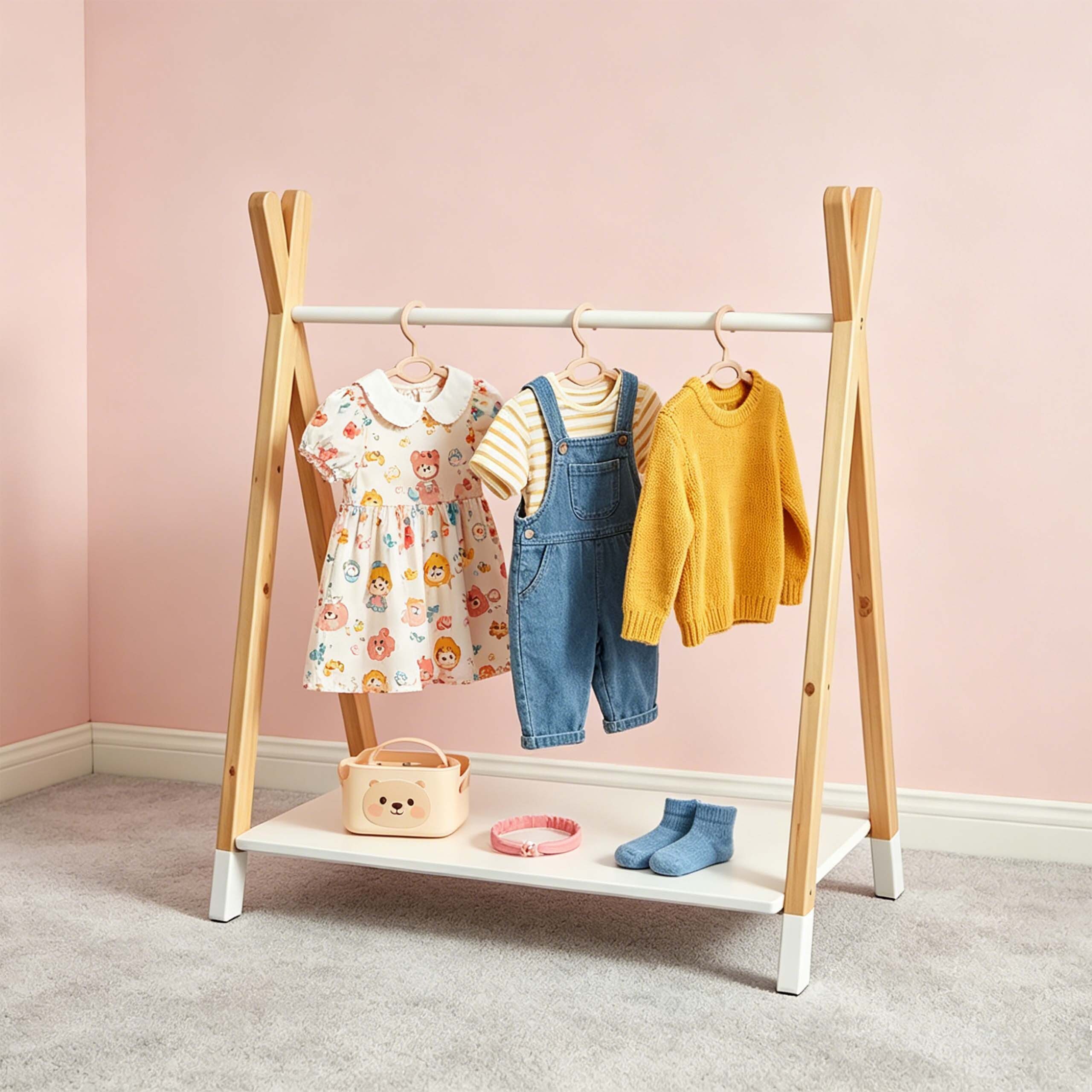 relaxdays Kleiderständer Kinder-Kleiderständer aus Holz