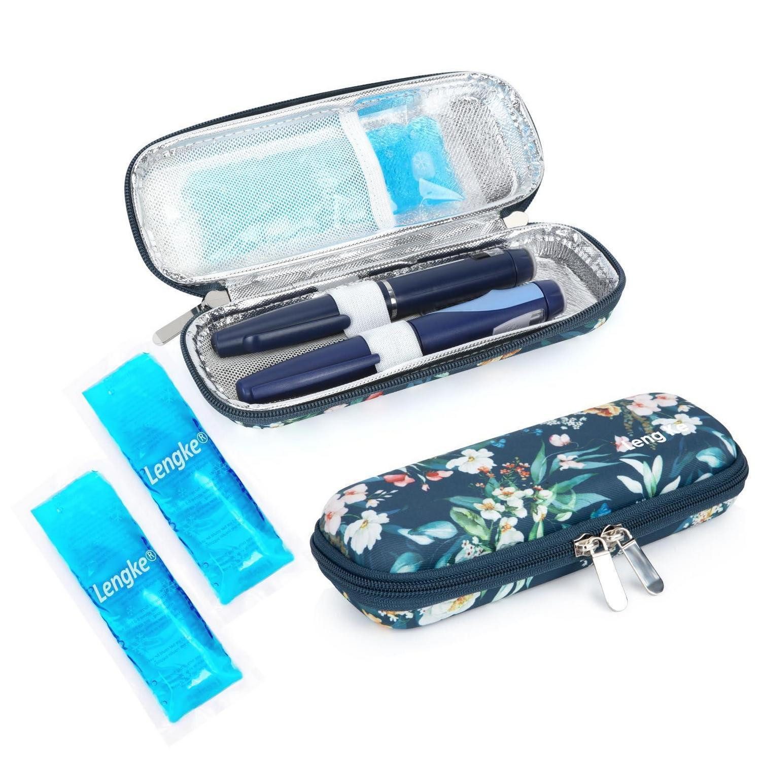 LuxusKollektion Kühltasche Insulin Kühltasche TSA 2 Kühlakkus Spritzen Diabetes Blaue Kamelie