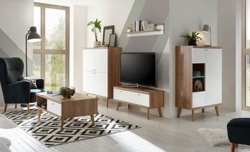 Furn.Design Lowboard Helge (TV-Unterteil in weiß und Eiche Riviera, 107 x 50 cm), skandinavisches Design