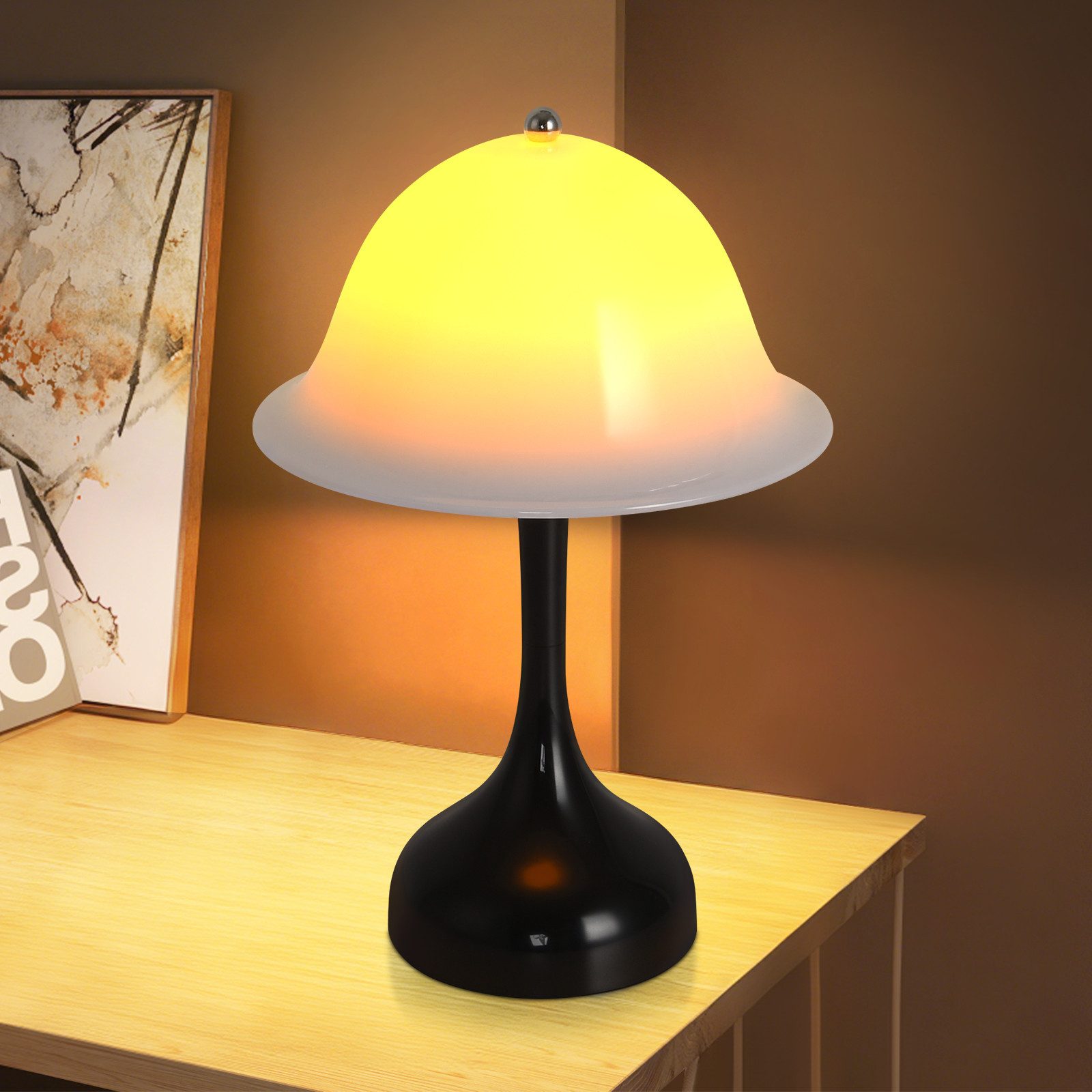 ZMH LED Tischleuchte Akku Tischlampe Aufladbar Touch Dimmbar Schlafzimmerlampe, USB-Ladefunktion, LED fest integriert, 2000K-6500k, Kabellose Nachttischleuchte  – Bild 4 von 5