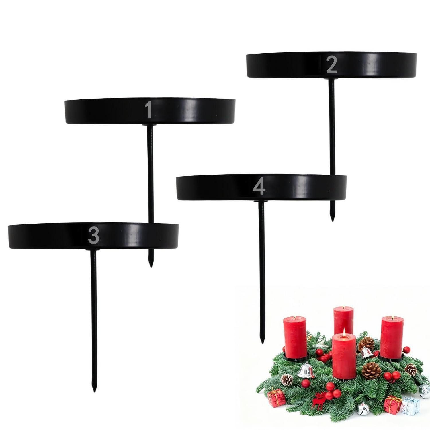 LuxusKollektion Adventsleuchter Kerzenhalter Adventskranz Metall Zahlen 1-4 8cm 4er Set (4 St)