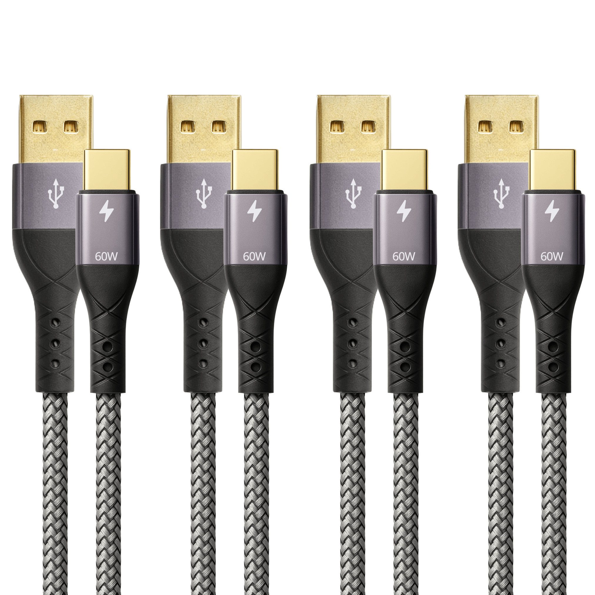 ProfiPatch ProfiPatch USB-A / USB-C Kabel Set 0,5m+1m+2m+3m grau Goldkontakt USB-Kabel