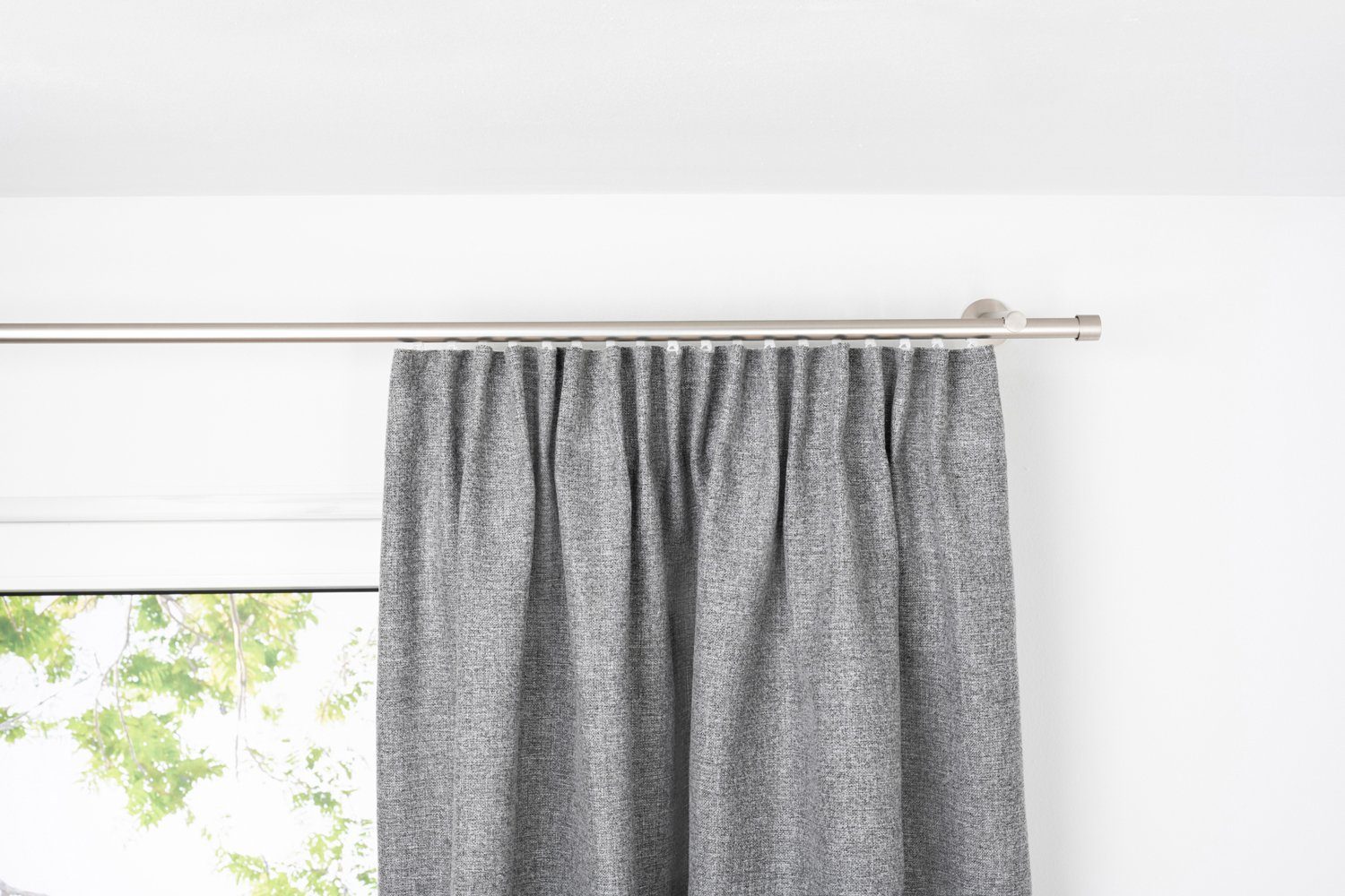 Vorhang Chalet, ondeco, Schlaufenschal Grau moderner Polyester, verdeckte St), (1 100% Schlaufen