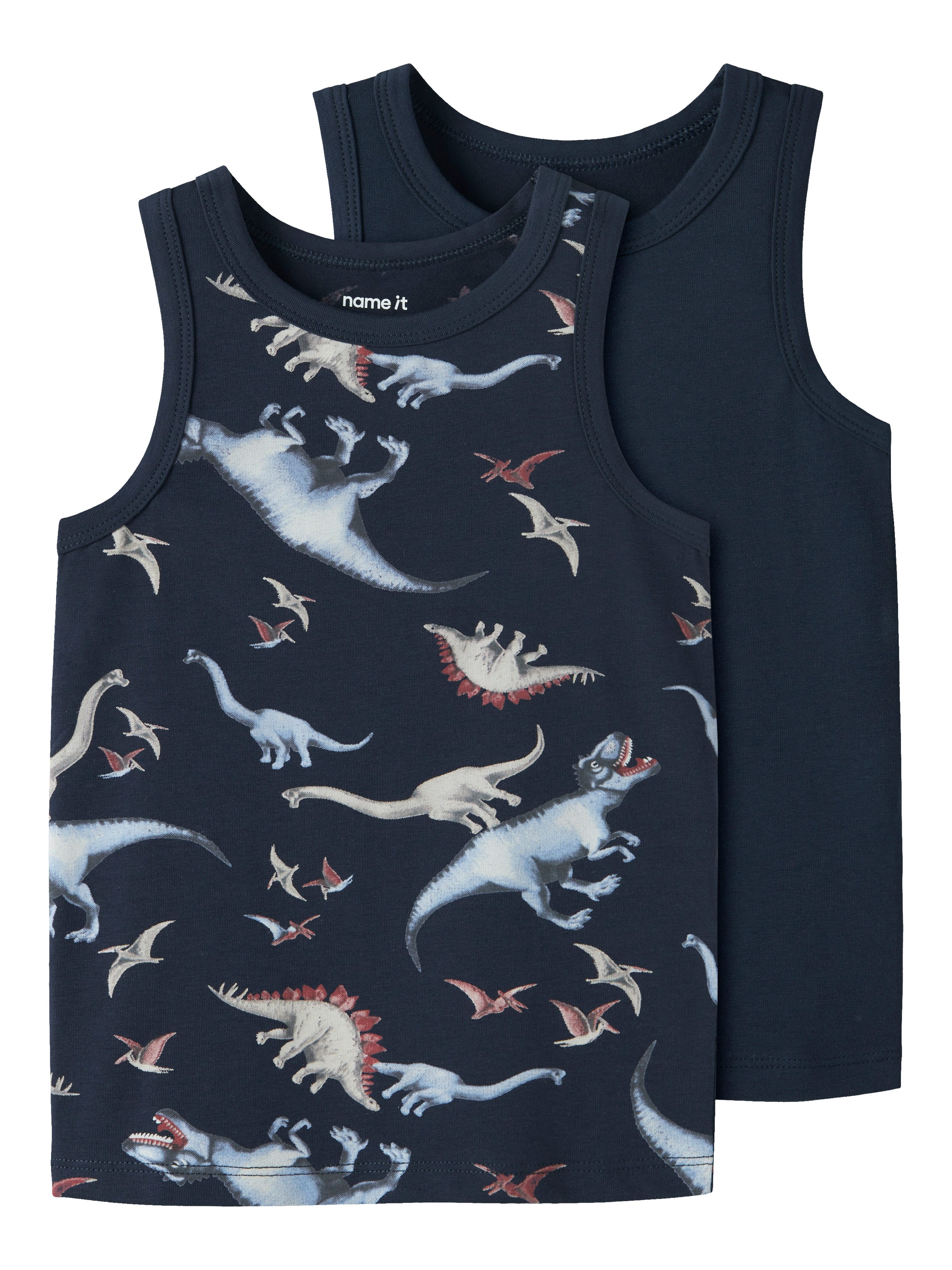 Name It Unterhemd NMMTANK TOP 2P NAVY DINO NOOS (Packung, 2-St) Baumwollmischung, uni und bedruckt im Set