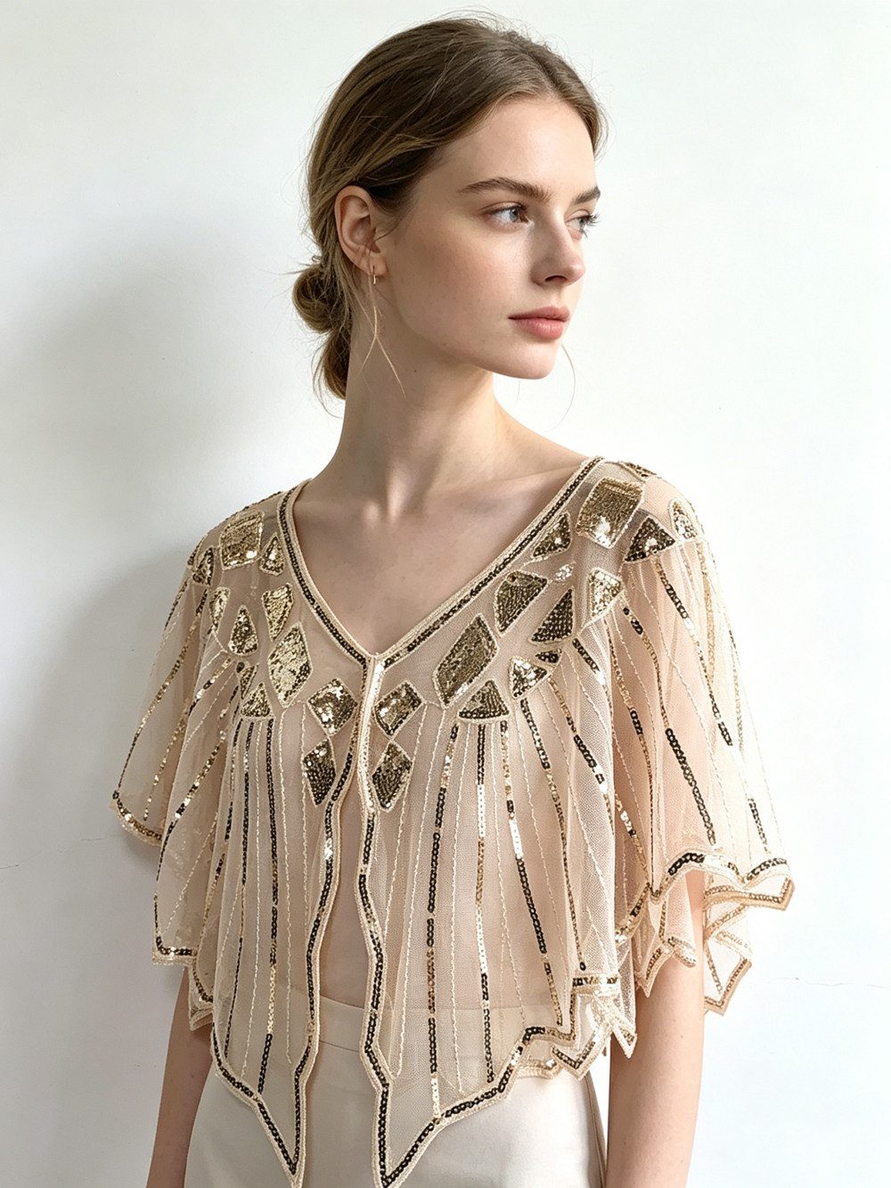 Zaewry Modeschal Stola Damen Festlich Schal Cape Schultertuch Ärmellos Bolero, Strickjacke für Hochzeit Braut Abendkleid Brautkleid Sommer – Bild 3 von 4