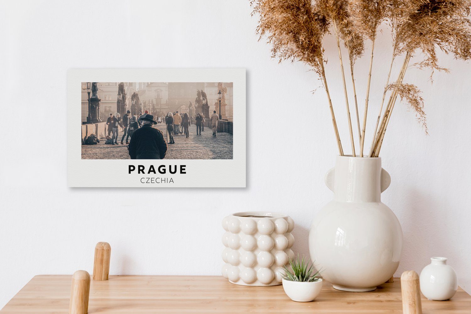 OneMillionCanvasses® Leinwandbild Prag - Aufhängefertig, Republik Wandbild - Leinwandbilder, 30x20 (1 - cm Brücke Architektur, Wanddeko, Tschechische St)