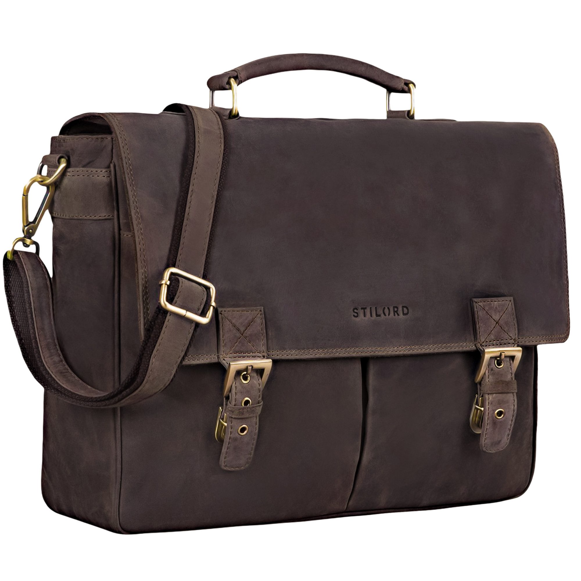 Aktentasche "Toledo" Vintage Echtleder Aktentasche Herren mit Laptopfach 15.6"
