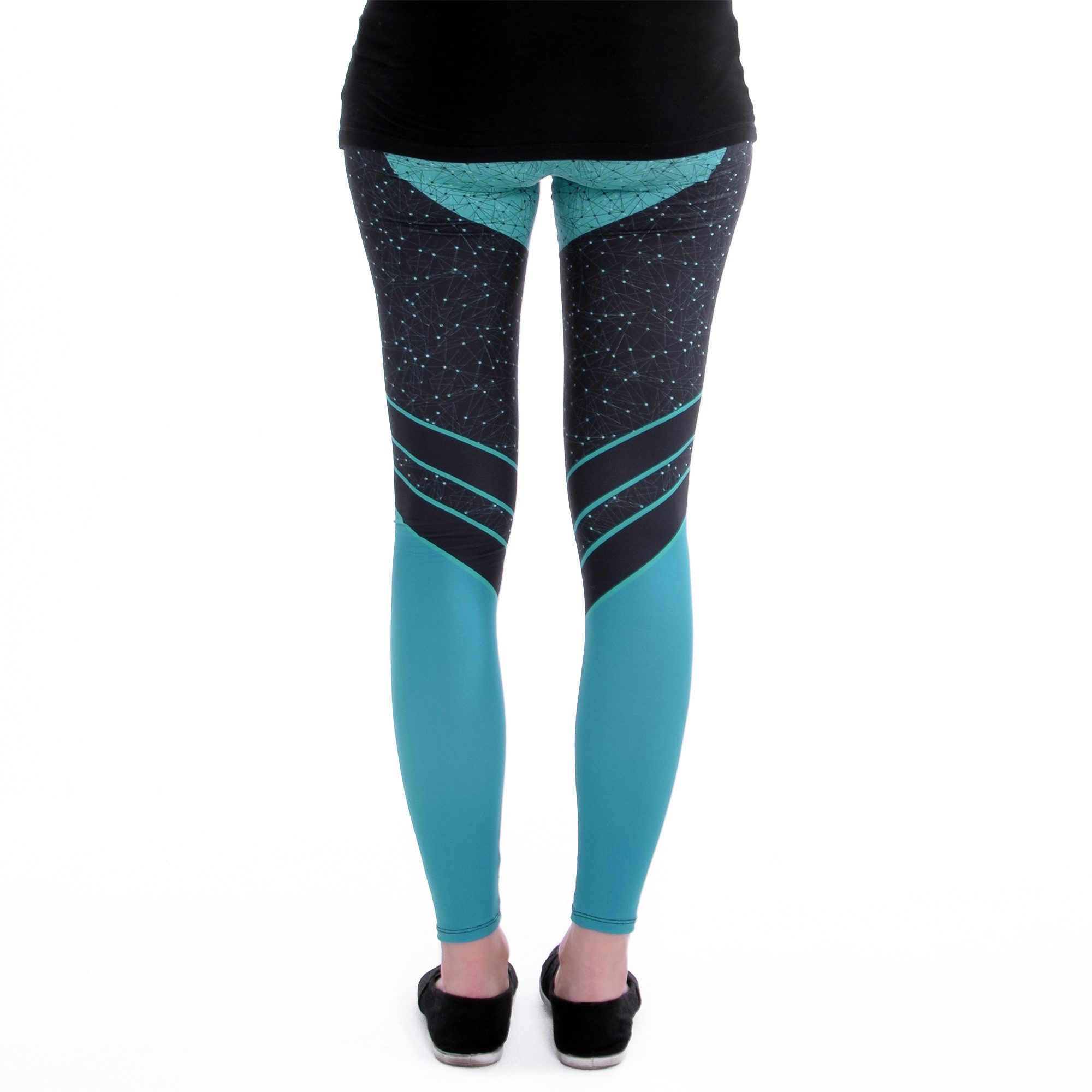 cosey Leggings Yoga und Fitness-Leggings (Einheitsgröße) - Workout grau-türkis (atmungsaktiv • schnelltrocknend • blickdicht • figurbetonte Passform, Einzelartikel) Workout grau-türkis