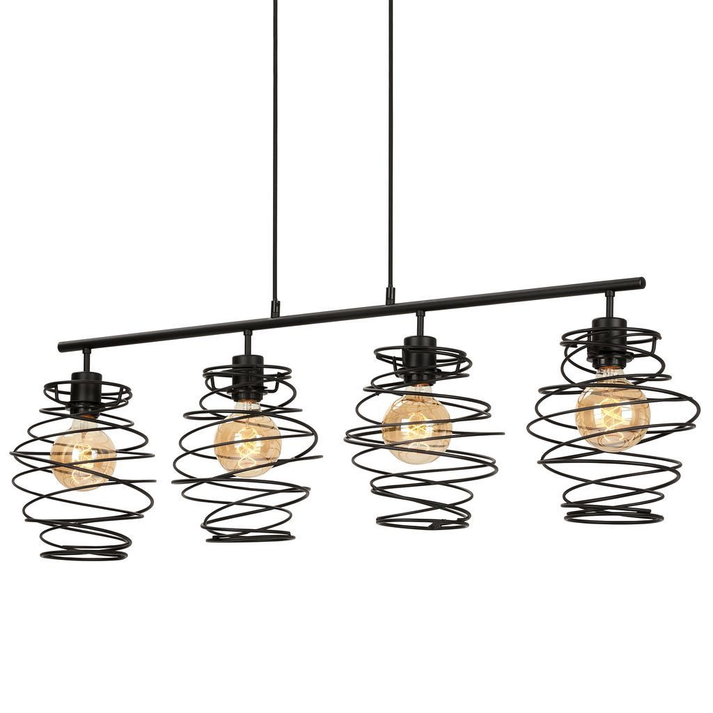 Briloner Leuchten LED Pendelleuchte 4871-045, ohne Leuchtmittel, 2700K - Extra-Warmweiß, Pendellampe, Hängelampe, schwarz, mit Metallspiralen, exkl. 4 x E27