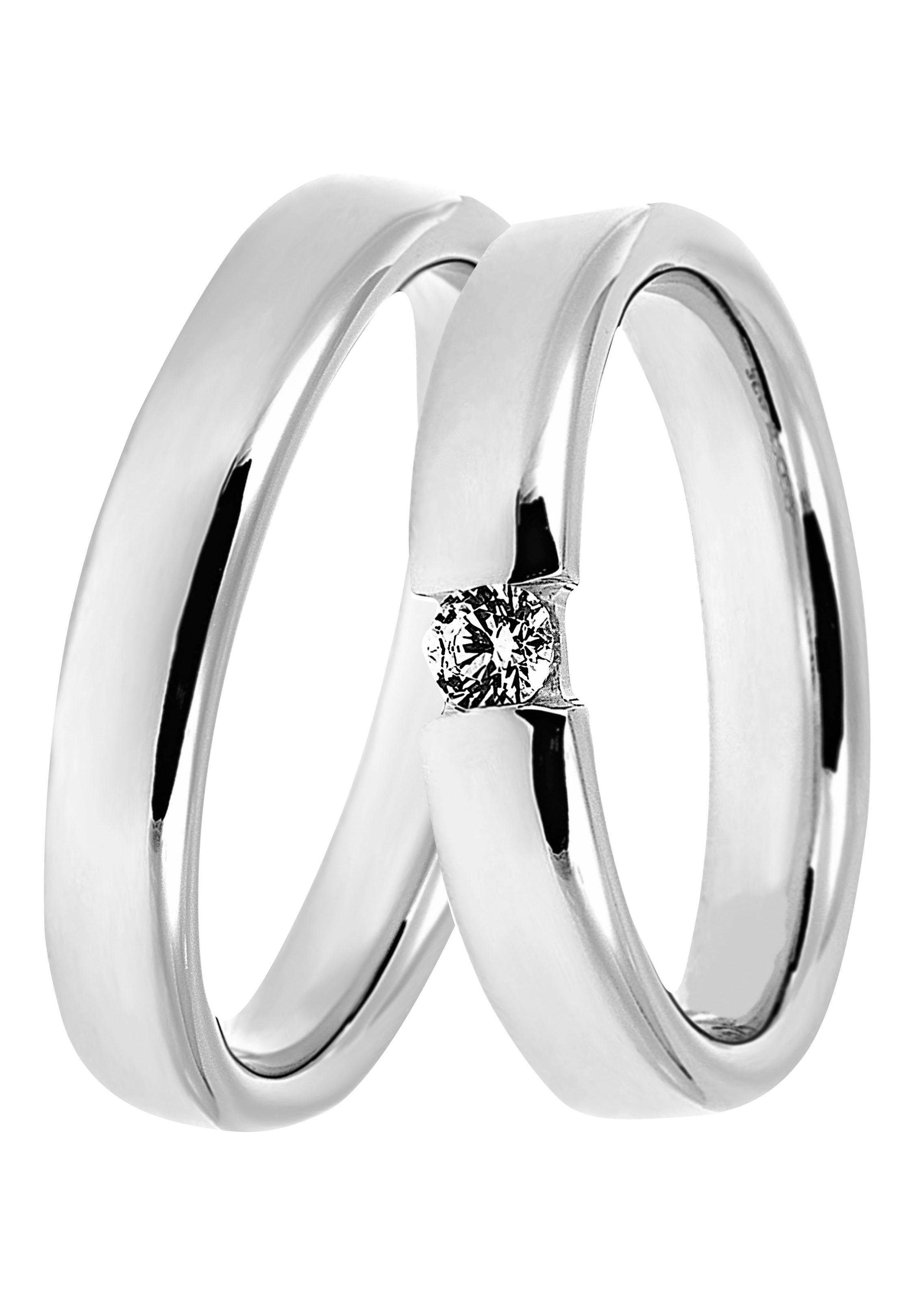 DOOSTI Trauring Schmuck Geschenk Silber 925 Trauring Ehering Partnerring LIEBE, Made in Germany - wahlweise mit oder ohne Zirkonia