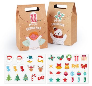 Homewit Christbaumschmuck Papiertüten Weihnachten Geschenktüten mit Kraftpapier Geschenktaschen (24-tlg), mit verschiedenen Weihnachtsmotiven Geschenke Mitgebsel