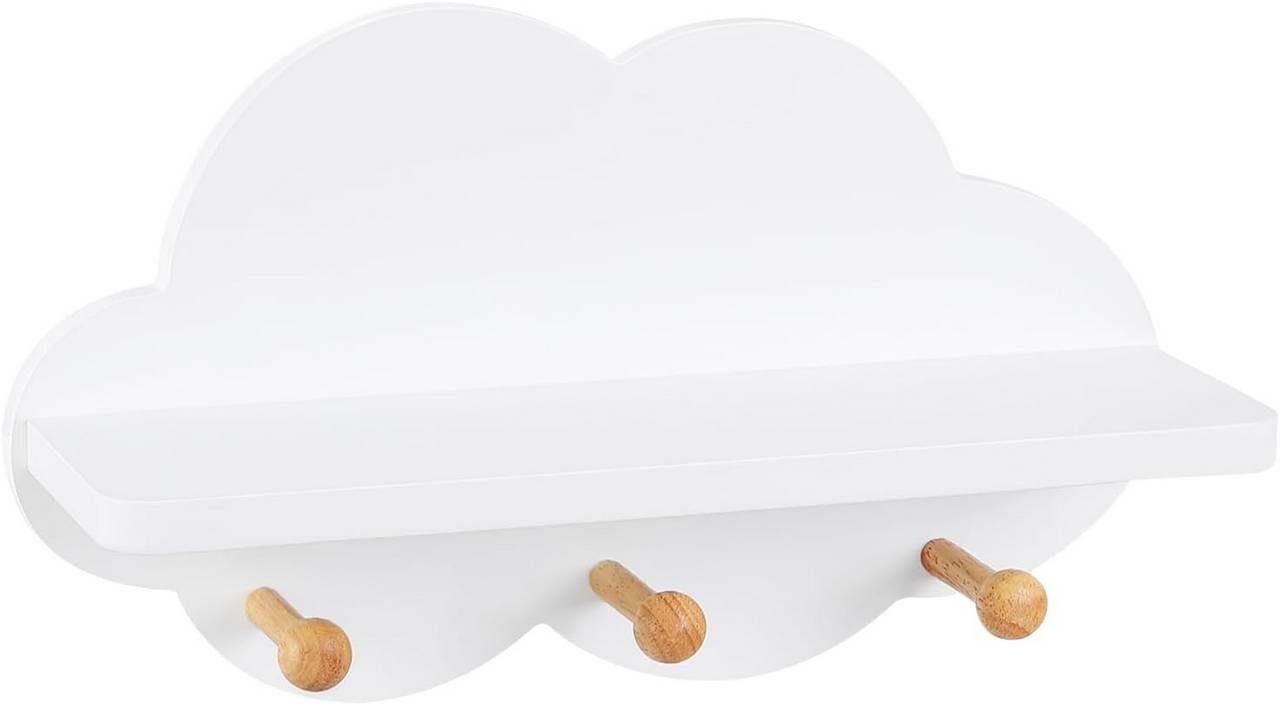 Woltu Wandregal, 1-tlg., Kinder Wolkenregal mit Haken, weiß günstig online kaufen