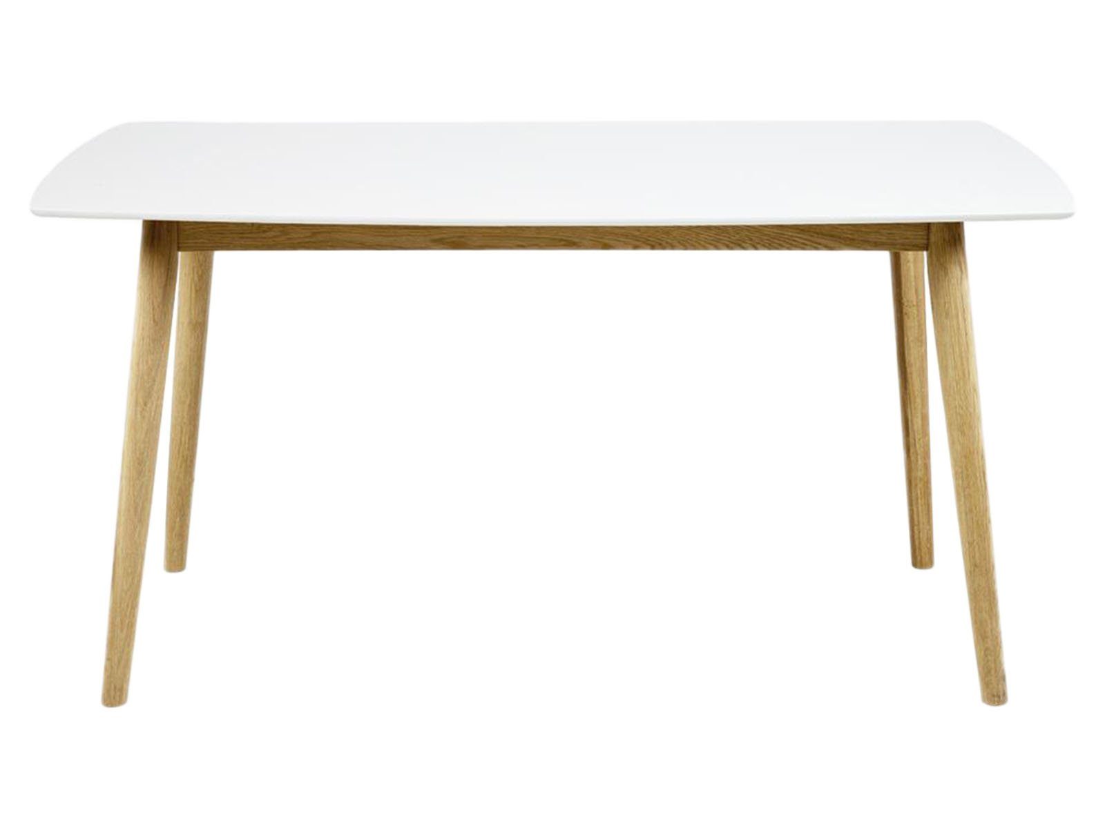 Tischplatte Tiefe Nano, lackiert, Lack Eiche in Weiß 80 Gestell Esstisch, 75,5 150 Moderner cm, klar. Esstisch Höhe möbelando Spanplatte in aus cm, aus Massivholz Breite