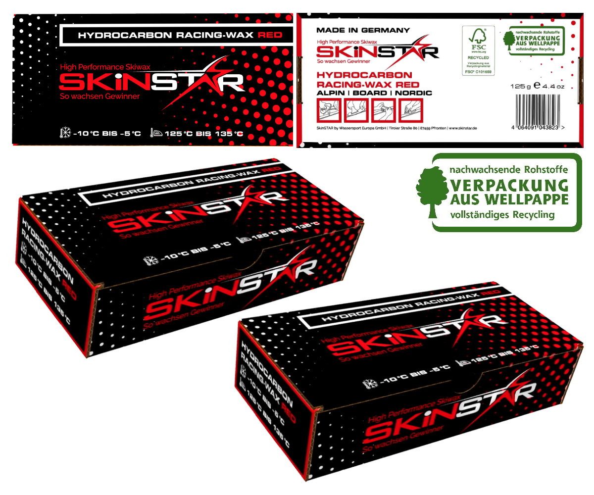 SkinStar Ski SKINSTAR Hydrocarbon Racing Skiwax Profi-Wachs COLD Mix Red 250g