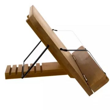 MALATEC Buchstütze Tablet-Laptop-Ständer: Flexibel verstellbarer Halter Buchständer (Bambus Buchständer-Set, 1x Bambus Buchständer), Bambusständer für Bücher und Geräte: Stabil, verstellbar, platzsparend