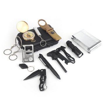 Grafner Survival Knife Survival Kit 11 in 1 Notfall Outdoor Camping Wandern Jagen Angeln, 11x17x5cm (LxBxH)