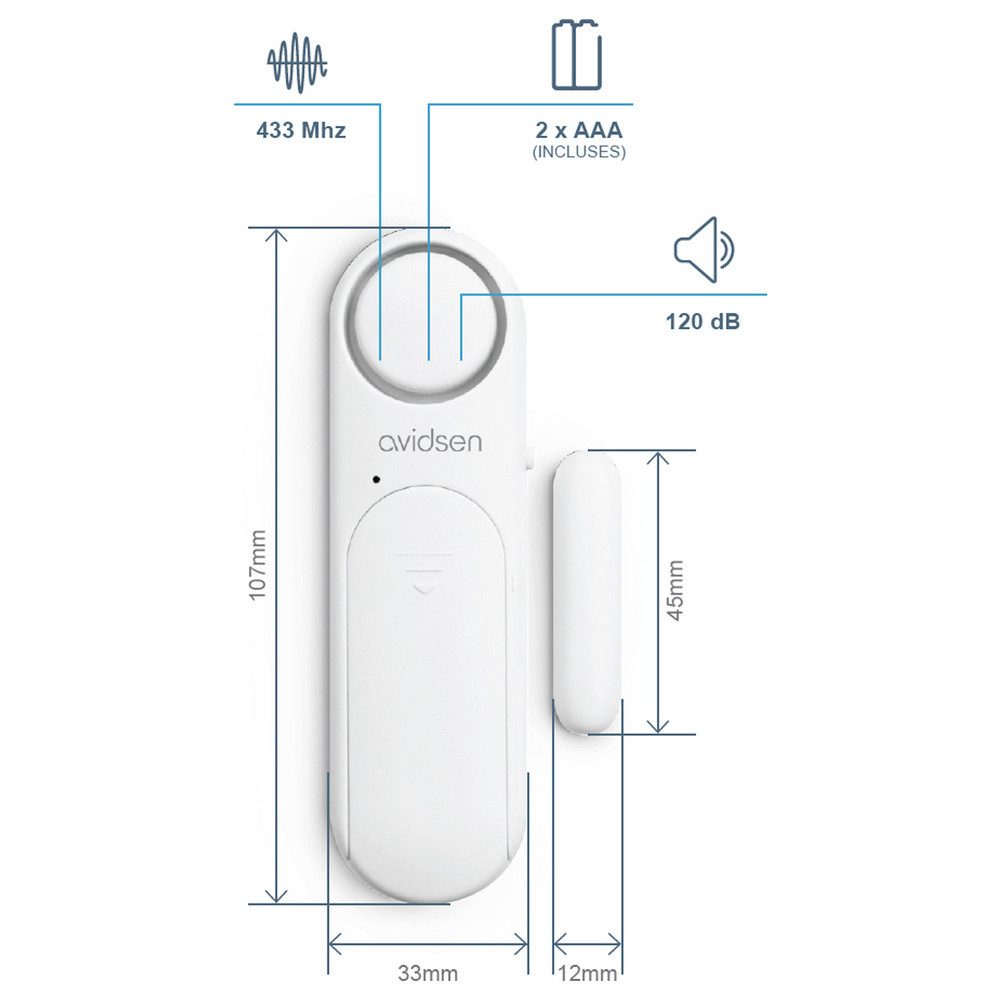 Avidsen Avidsen Tür-/Fensteralarm Weiß Set 120 dB 100023 Alarmanlage
