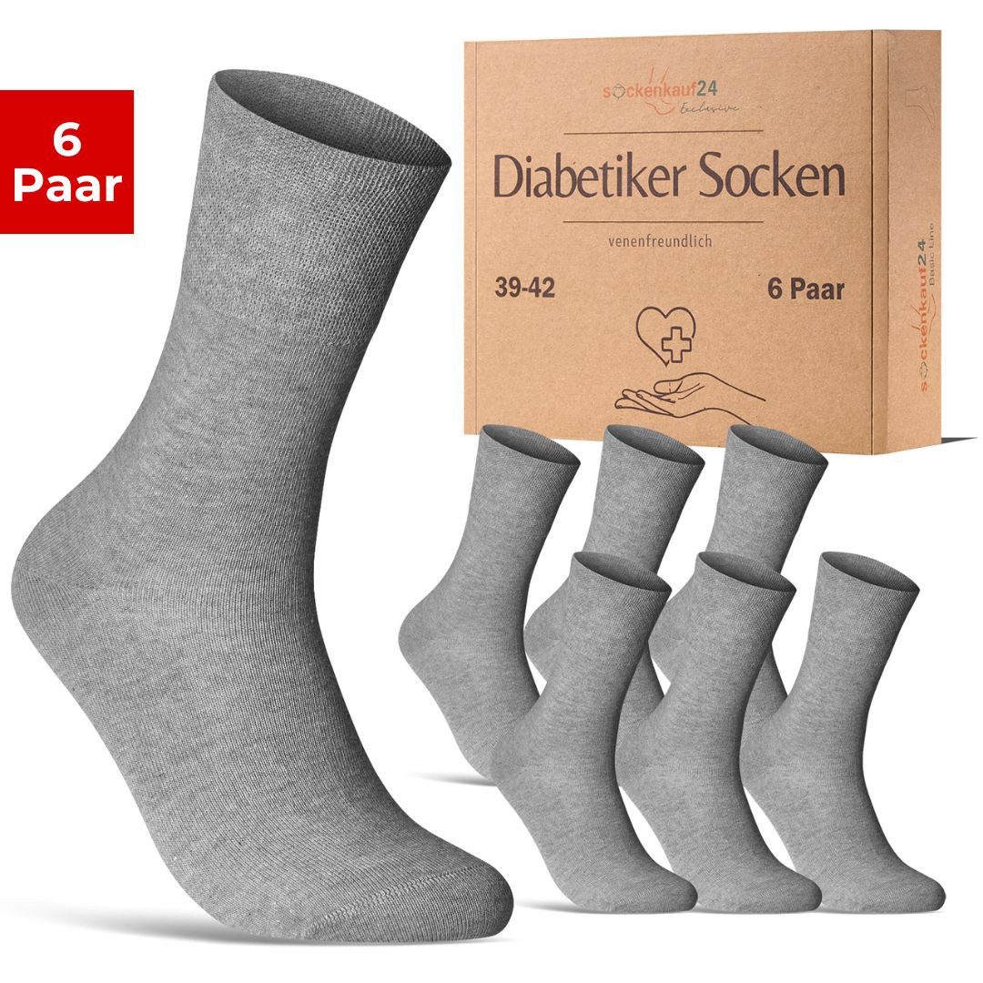 Diabetikersocken aus 97% Baumwolle ohne Gummibund & ohne Naht