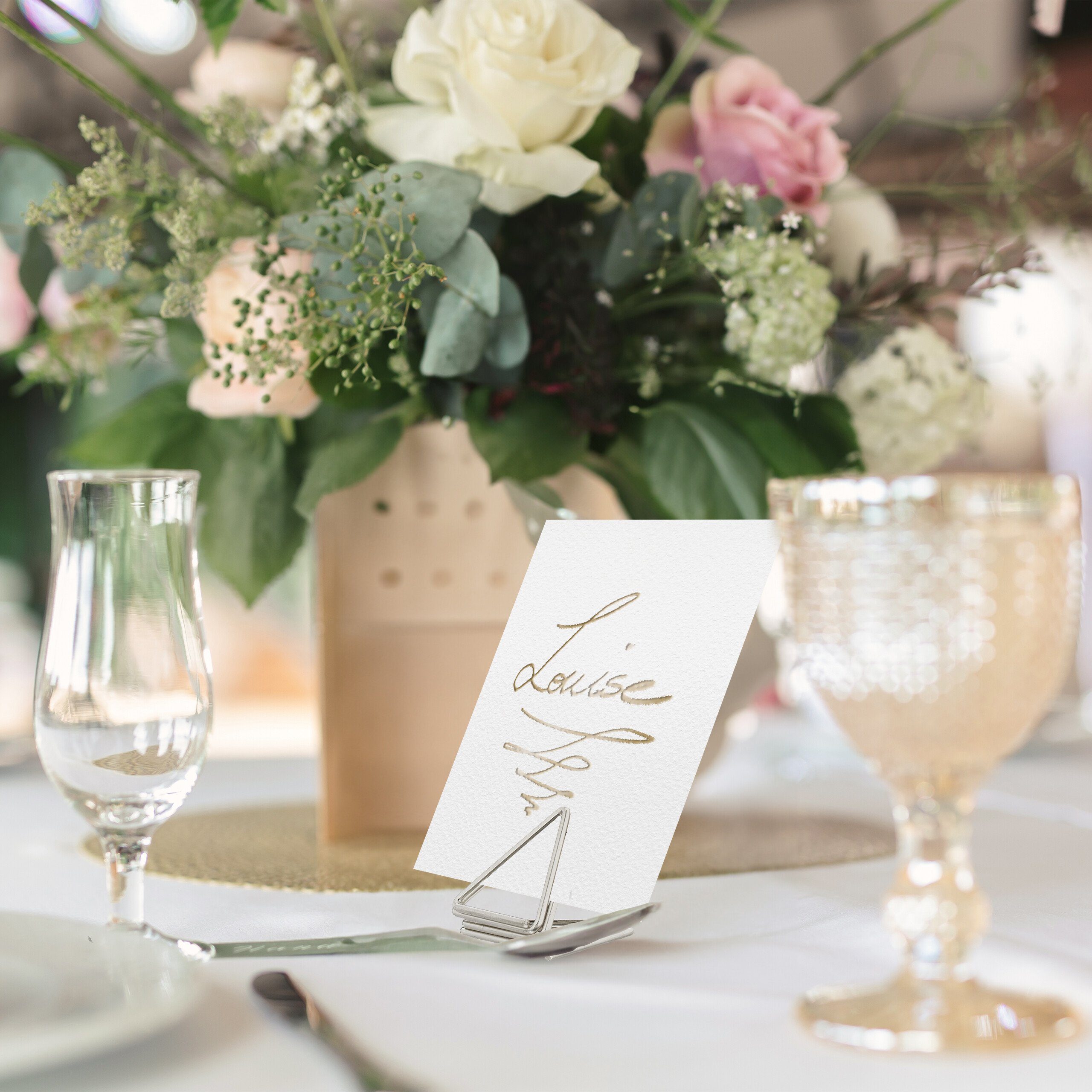 relaxdays Tischkartenhalter Dreieck 48er Set, Eisen, silber