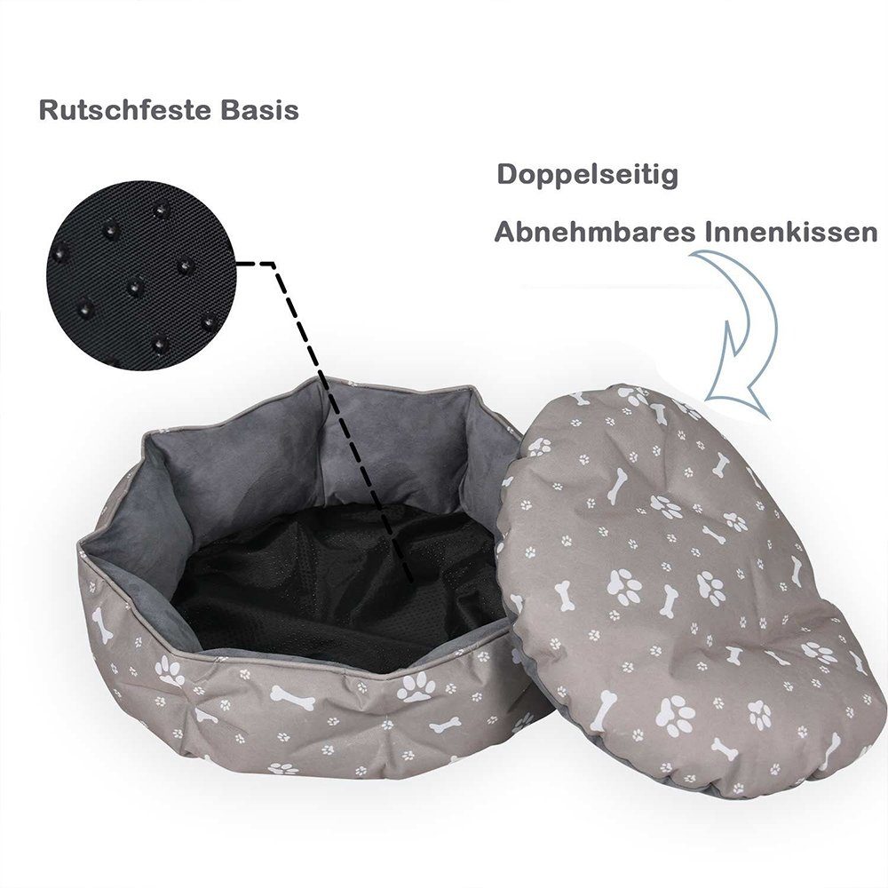 Melko Tierbett Hundebett Katzenbett Hundesofa Ø60cm Hundekissen Wendekissen, Polyester, Wendbar