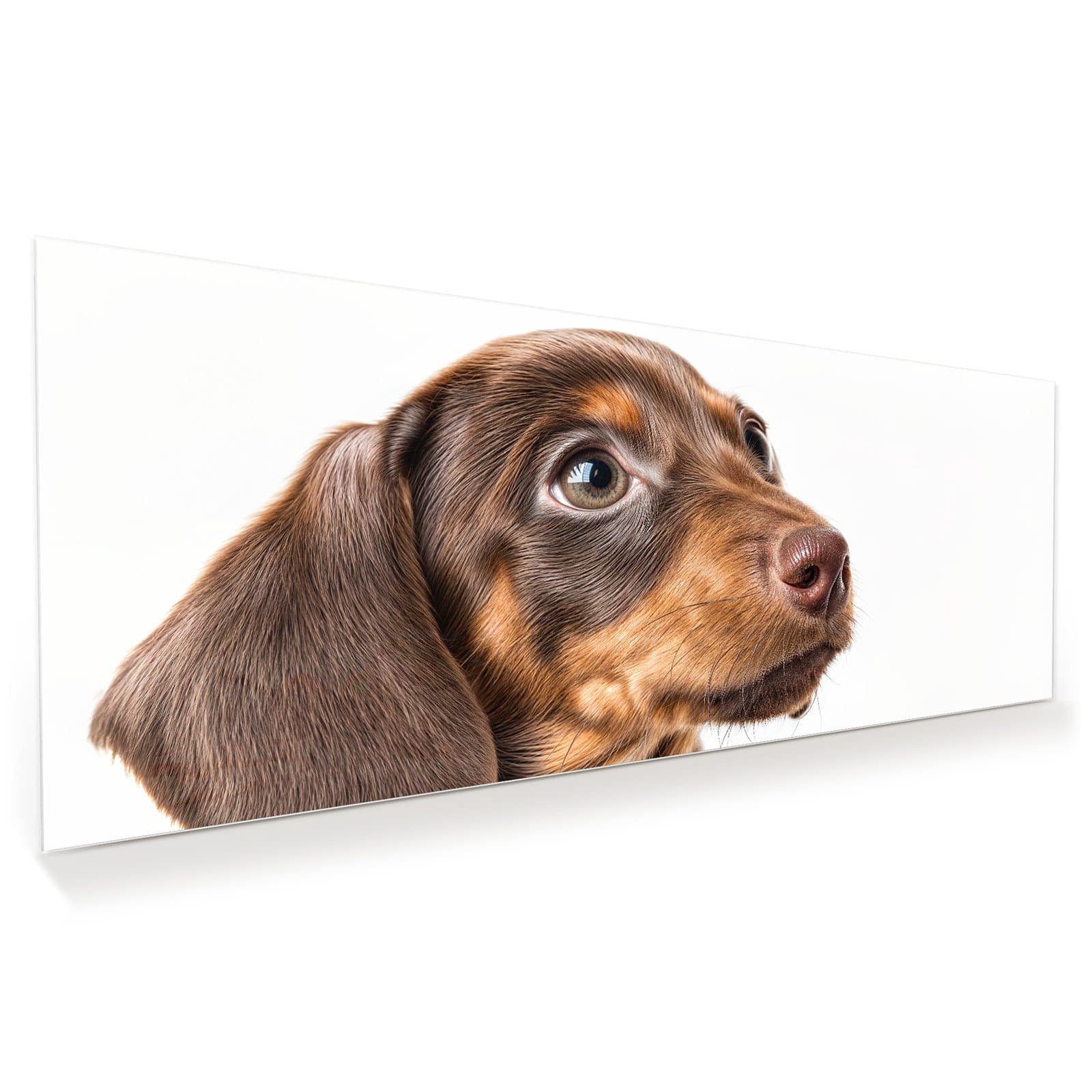 Primedeco Glasbild Wandbild Niedlicher Hund mit Aufhängung, Tierwelt (21 verschiedene Größen, 1 St), Elegante Aufhängung