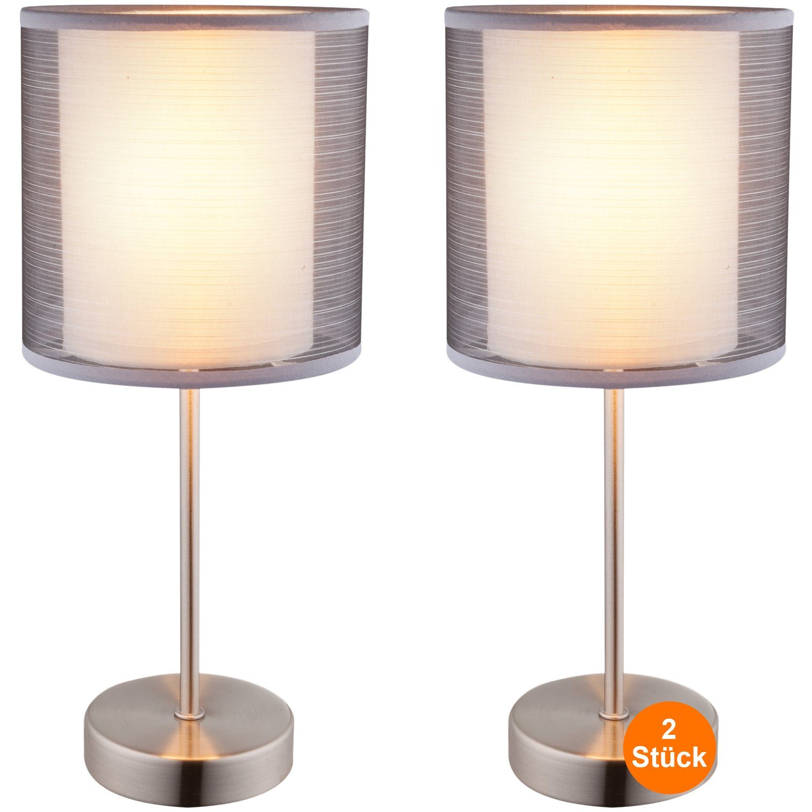 bmf-versand Tischleuchte »Nachttischlampe 2er Set Grau Tischlampe Modern  Klein Rund Silber E14 Wohnzimmer« online kaufen | OTTO