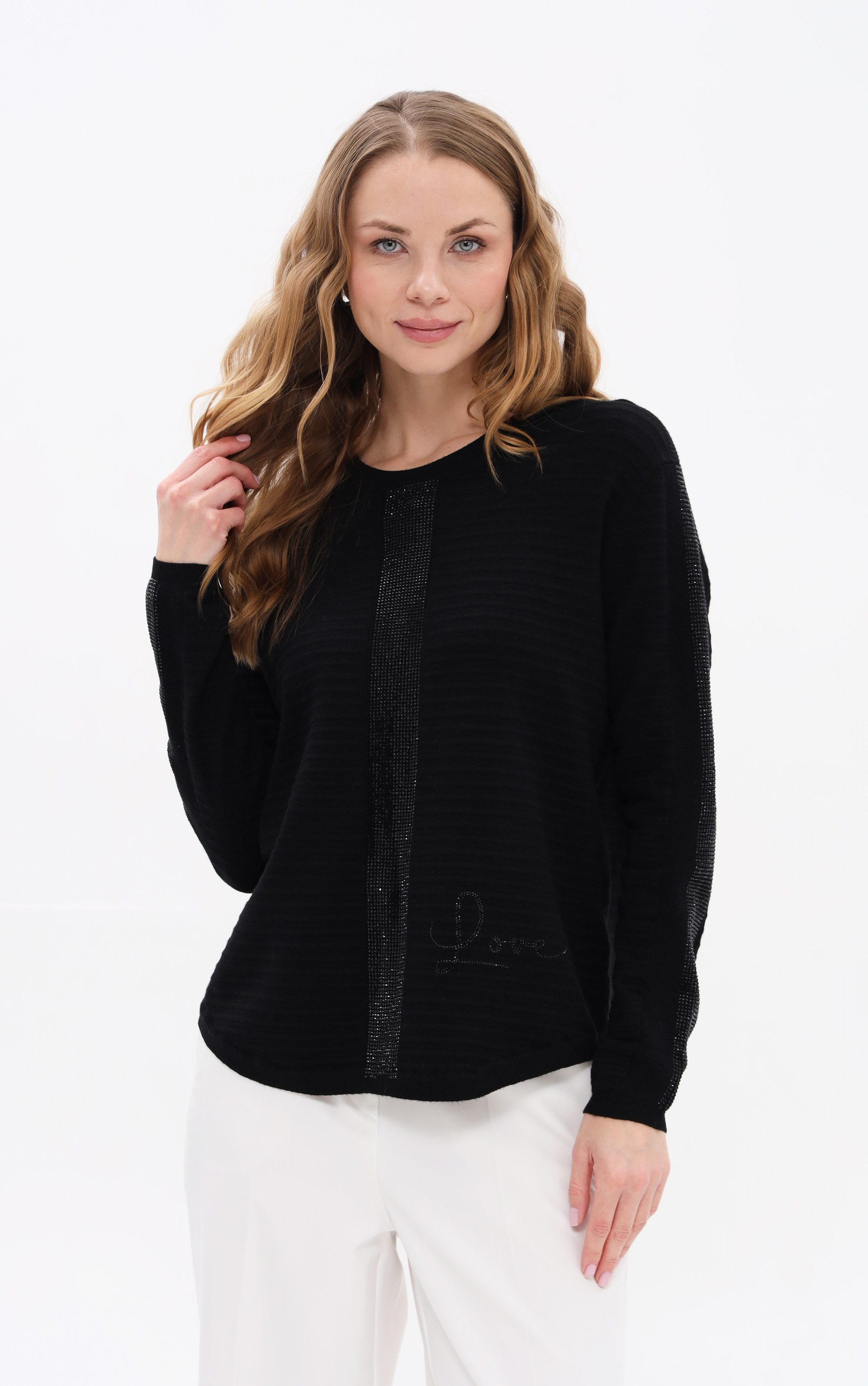 Strickpullover mit Strassdetails