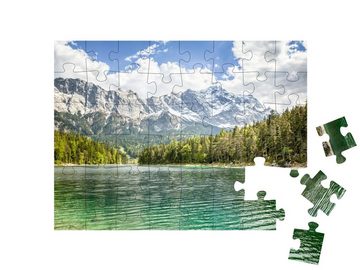 puzzleYOU Puzzle Ein Bild des Eibsees und der Zugspitze in Bayern, 48 Puzzleteile, puzzleYOU-Kollektionen Eibsee