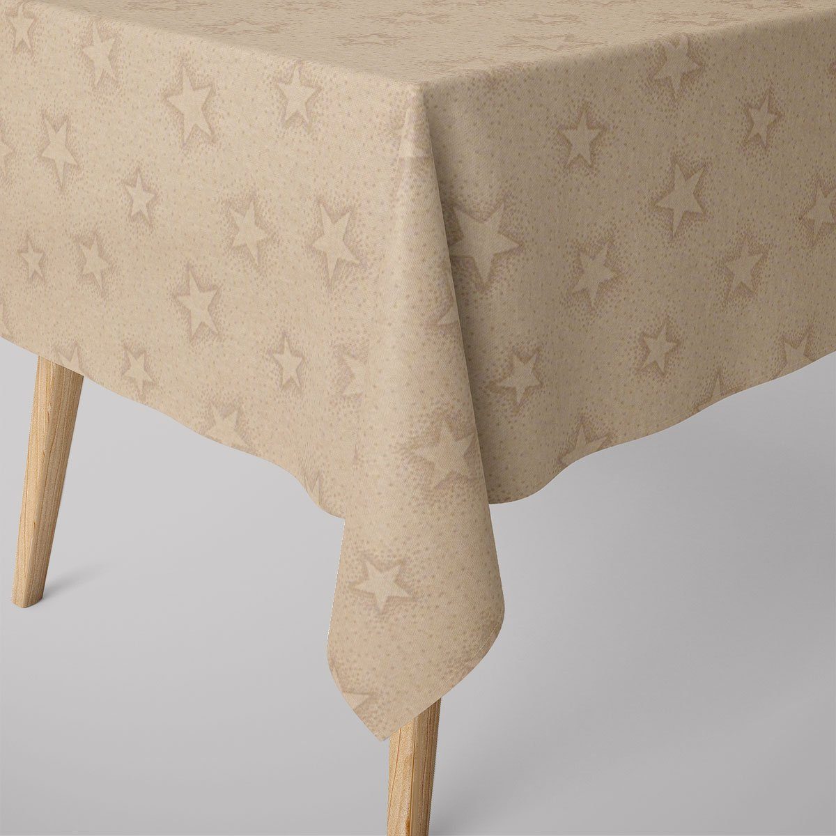 SCHÖNER LEBEN. Tischdecke Weihnachtstischdecke Leinenlook Sparkle Star natur grau div. Größen, handmade