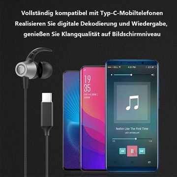 GelldG USB-C Kopfhörer, Typ C Kopfhörer im Ohr mit Mikrofon In-Ear-Kopfhörer