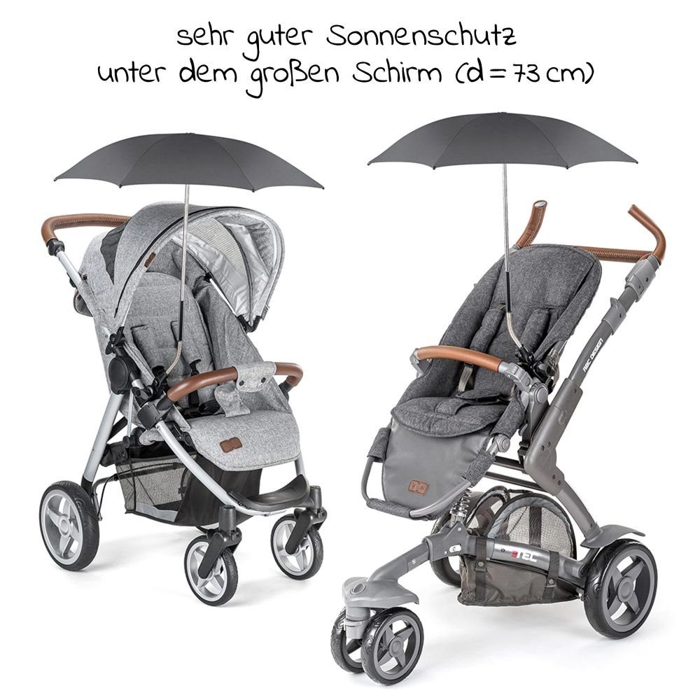 Zamboo Kinderwagenschirm Universal - Schwarz, Sonnenschirm Kinderwagen - UV Buggy für Sonnenschutz & Schutz 50