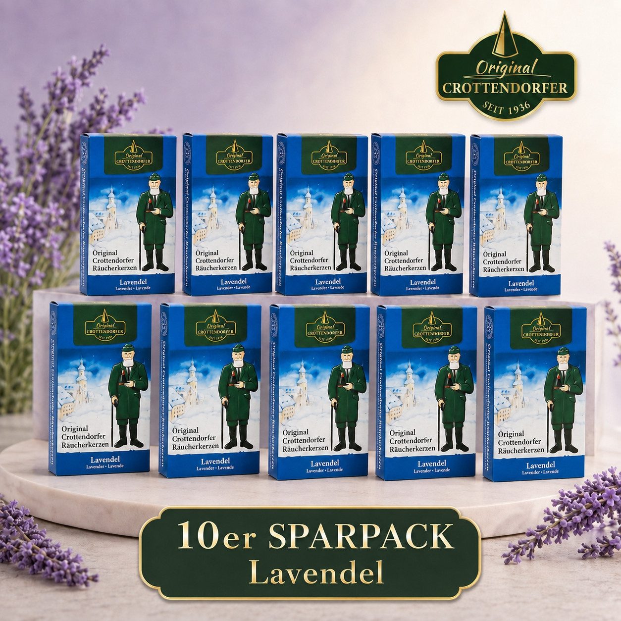 Crottendorfer Räucherkegel Crottendorfer Räucherkerzen 10er-Pack Lavendel (Packung, 10-St., Vorteilspack), 100% Made in Germany