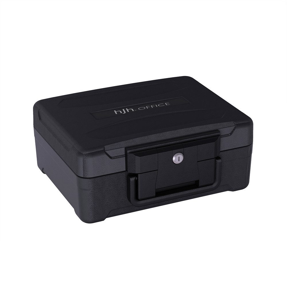 hjh OFFICE Möbeltresor Tresor Safe Compact Slim 100% Polypropylen, Abschließbare Kassette, DIN-A4-Dokumente, feuerbeständig wasserdicht