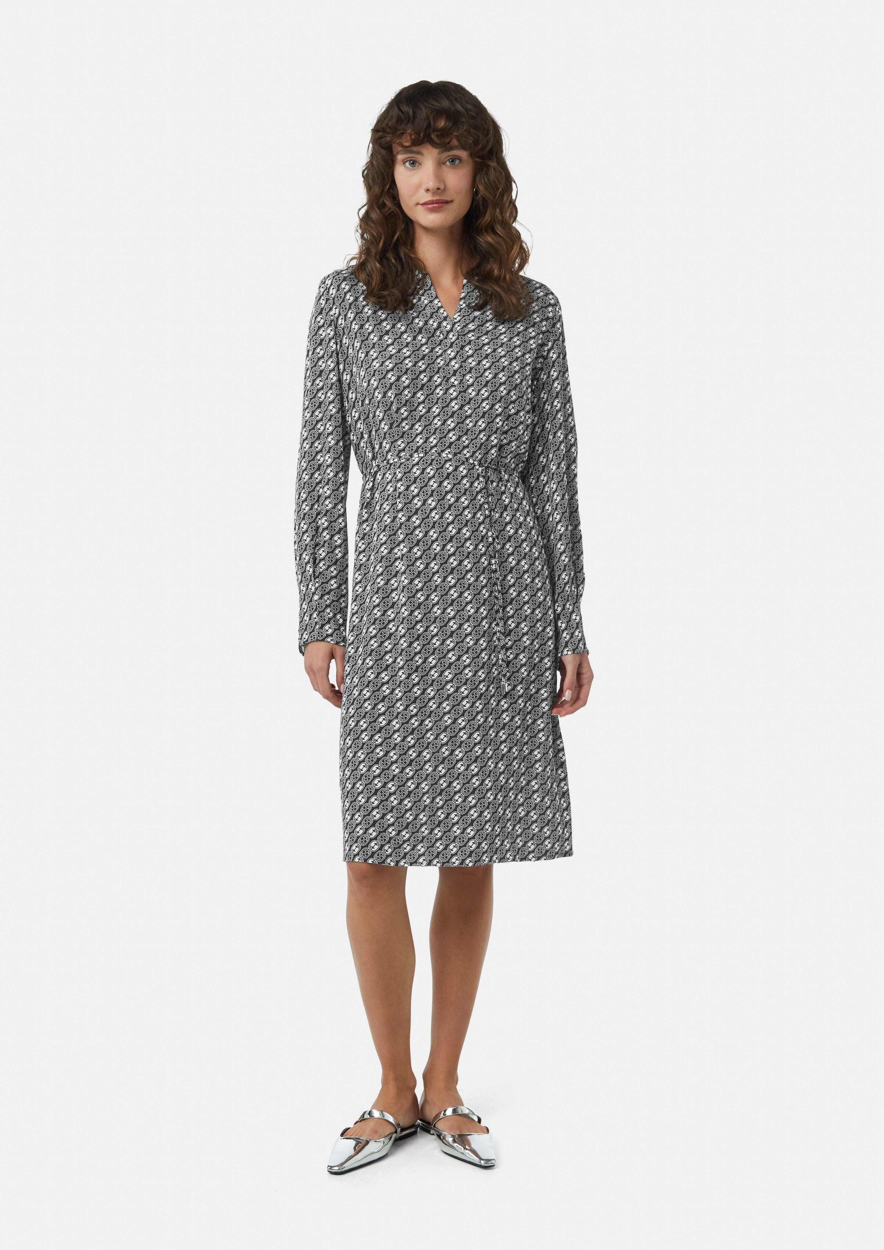Maxikleid Crêpe-Kleid mit Icon-Muster