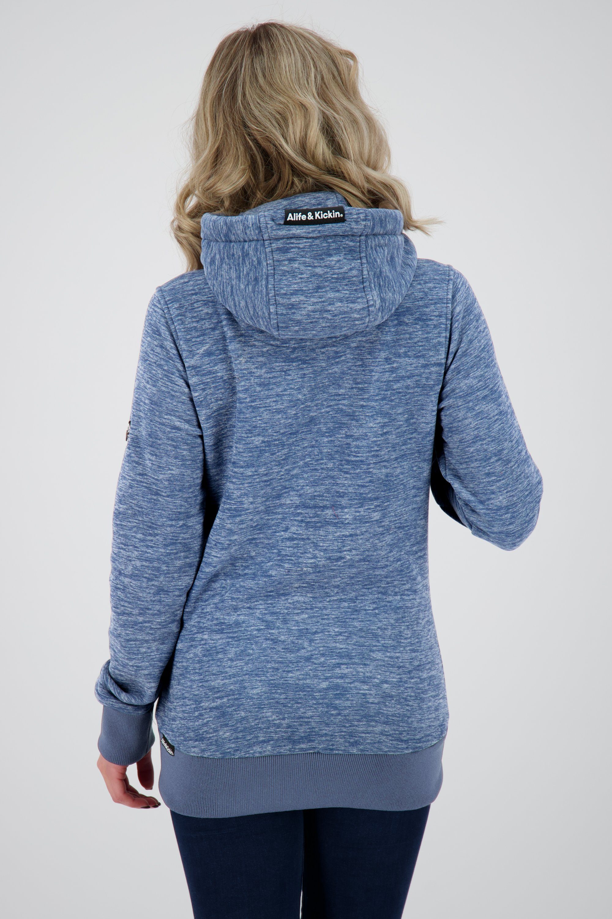 Fleecejacke, F nightblue Sweatjacket YasminAK & melange Damen Kickin Alife Sweatjacke Kapuzensweatjacke