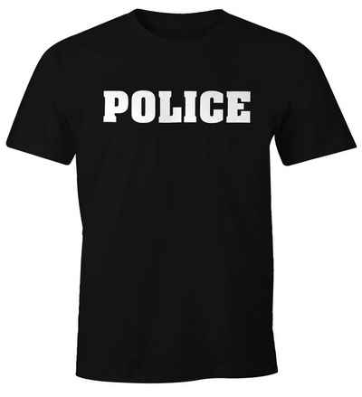 MoonWorks Print-Shirt Herren T-Shirt Fasching Police Polizei Faschings-Shirt Kostüm Verkleidung Karneval Fun-Shirt Moonworks® mit Print