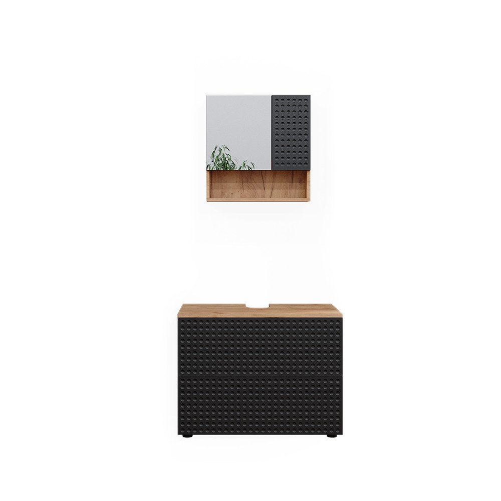 Vicco Badmöbel-Set Irma, Goldkraft Eiche/Anthrazit, 2 günstig online kaufen