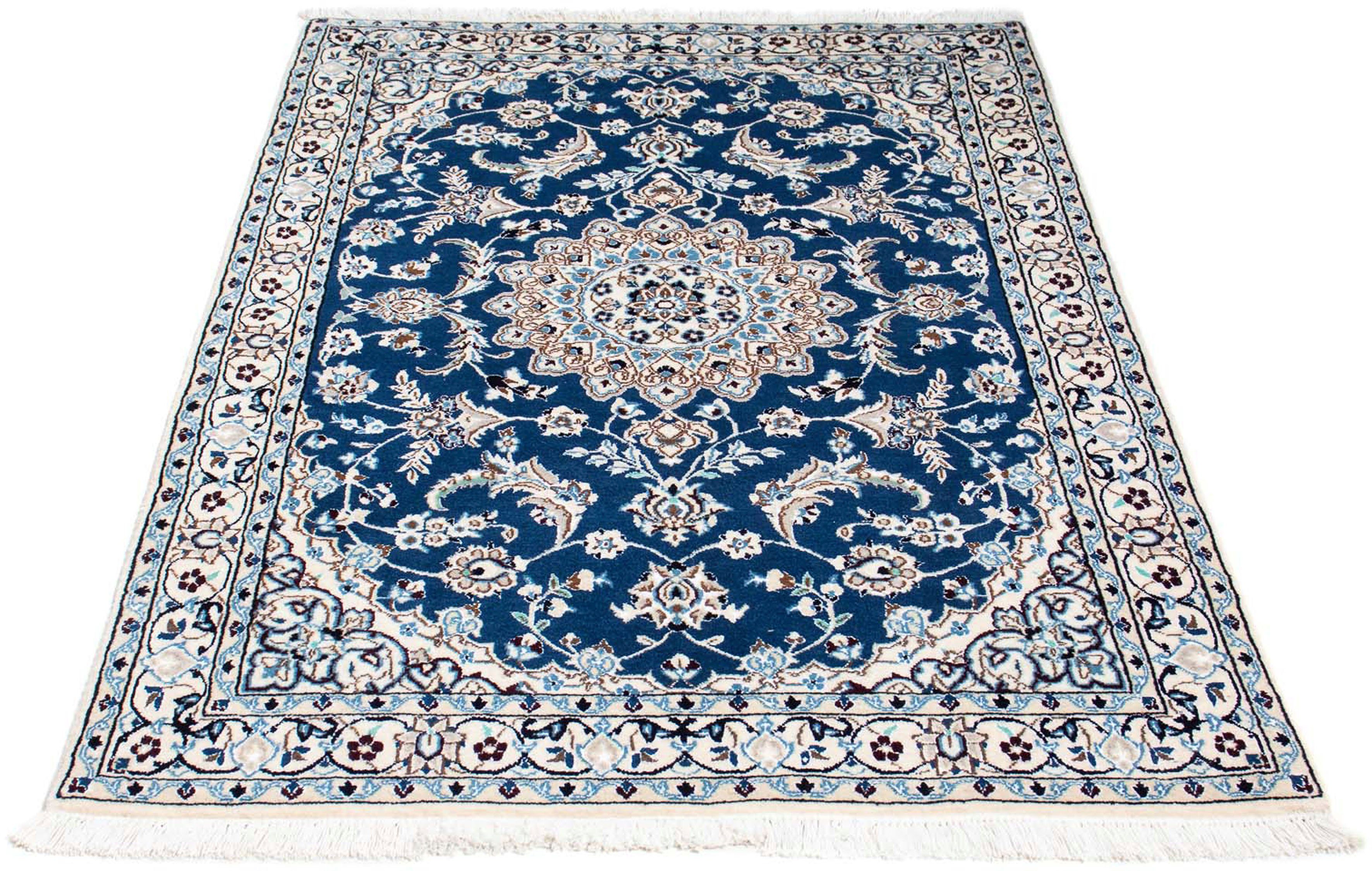 Orientteppich Perser - Nain - Royal - 170 x 108 cm - blau, morgenland, rechteckig, Höhe: 10 mm, Wohnzimmer, Handgeknüpft, Einzelstück mit Zertifikat