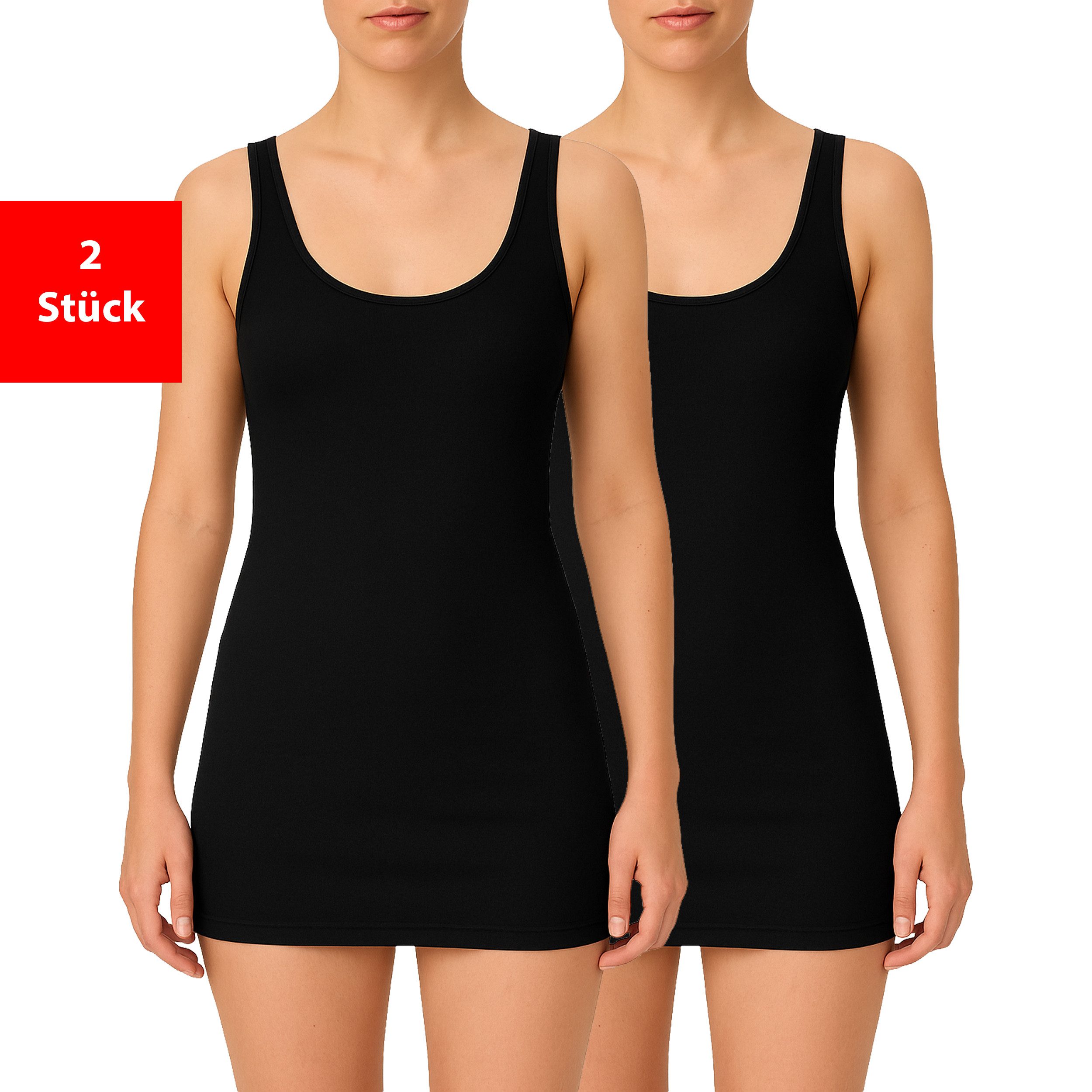 Fashionschmiede Unterhemd Damen Achseltop aus 100 % Baumwolle im praktischen 2er & 4er Pack (Packung, 2-St., 2er-Pack) Weiche Baumwollqualität im praktischen Mehrfach-Pack