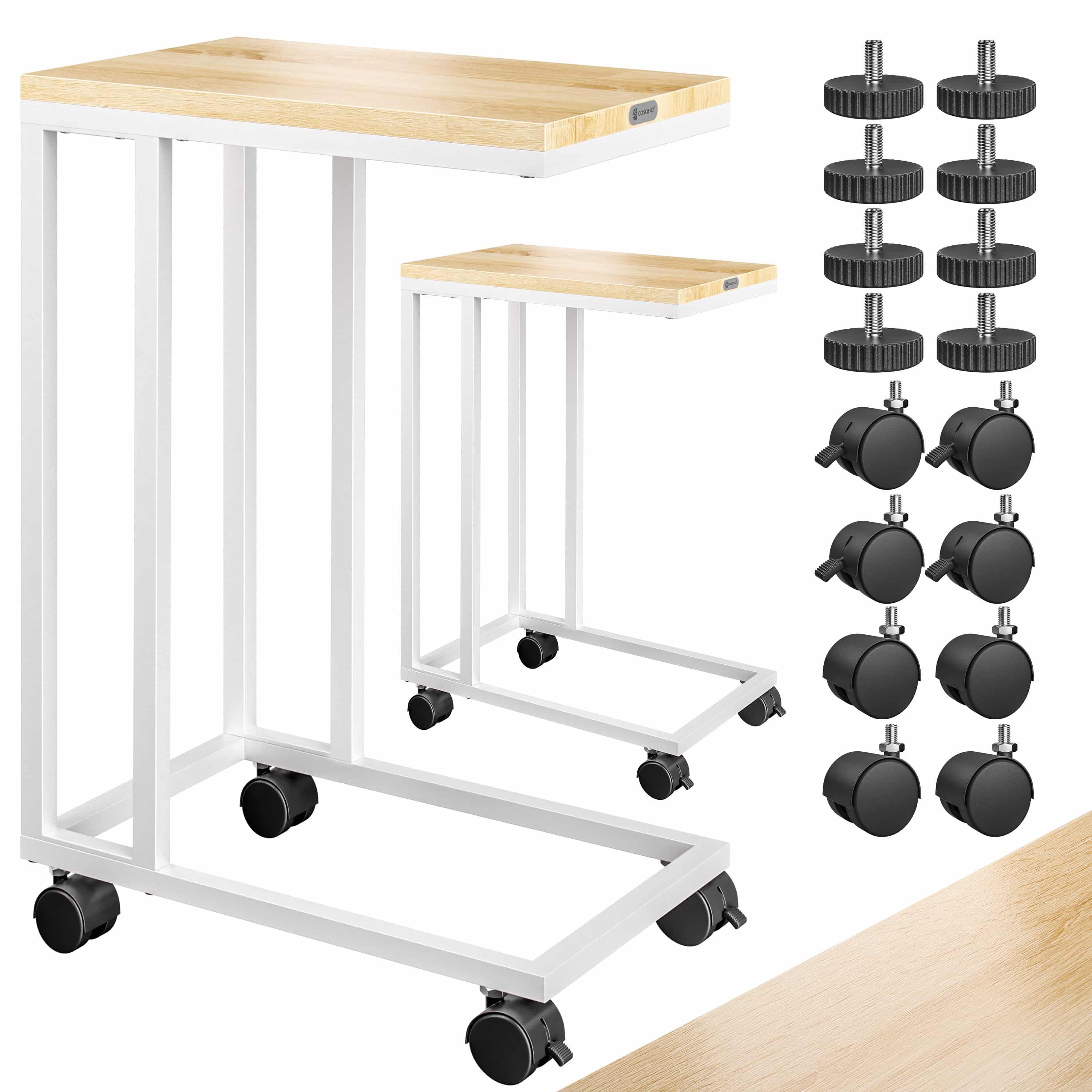 Casaria Beistelltisch, mit Rollen & Standfüßen 40kg Belastbar Kaffeetisch Wohnzimmer Stabil