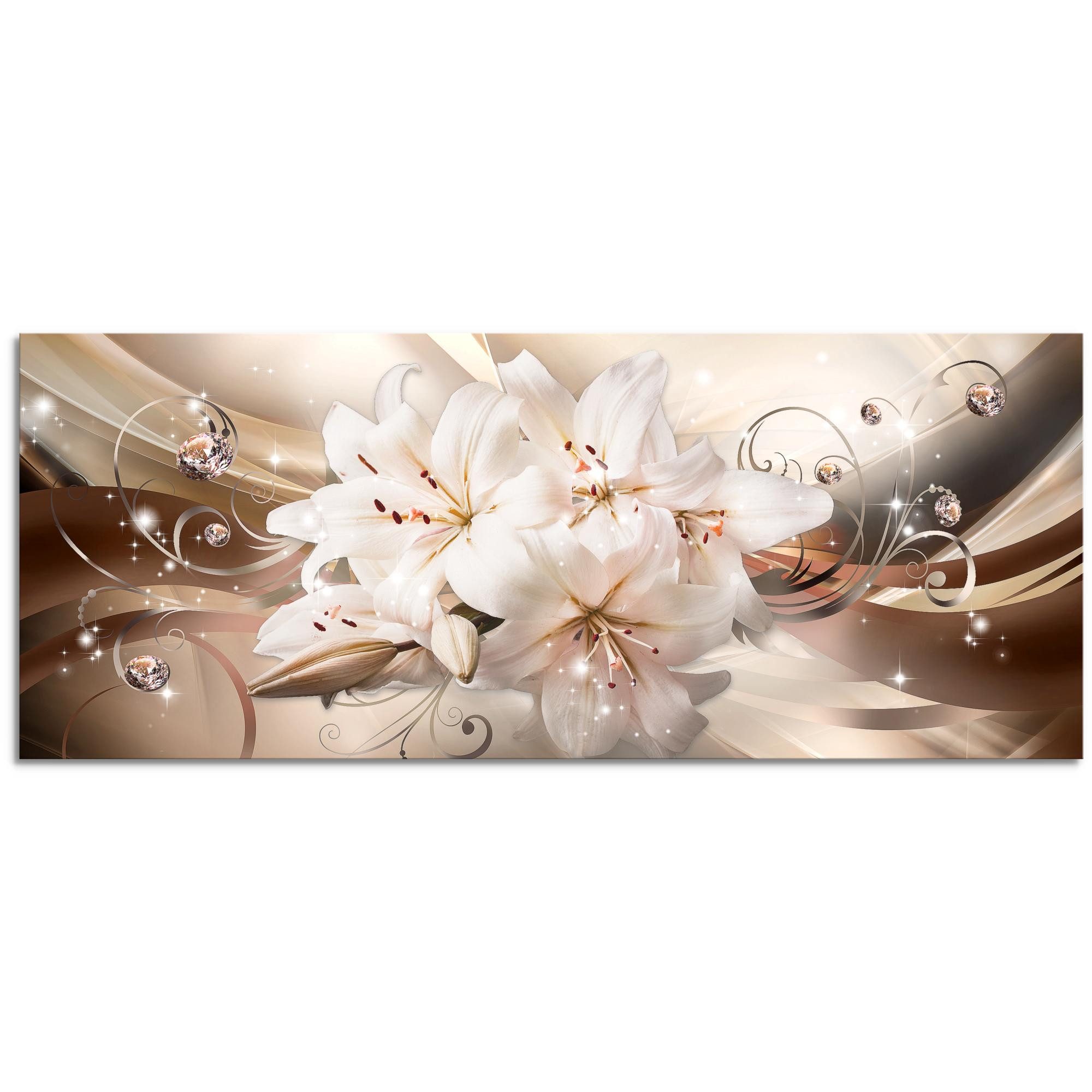 Runa Art Wandbild Wandbild Blumen Bilder XXL Wohnzimmer Schlafzimmer 100 x 40 cm, Beige – Bild 2 von 5