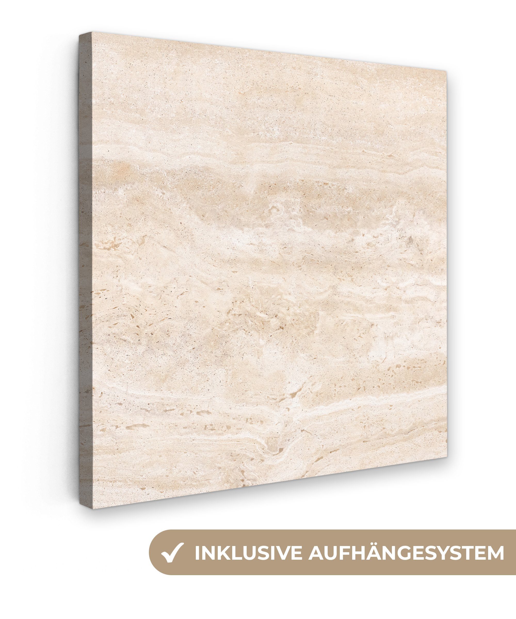 OneMillionCanvasses® Leinwandbild Marmor - Steine - Sand - Textur, (1 St), Leinwand Bilder, Zimmer Wand Dekoration 50x50 cm