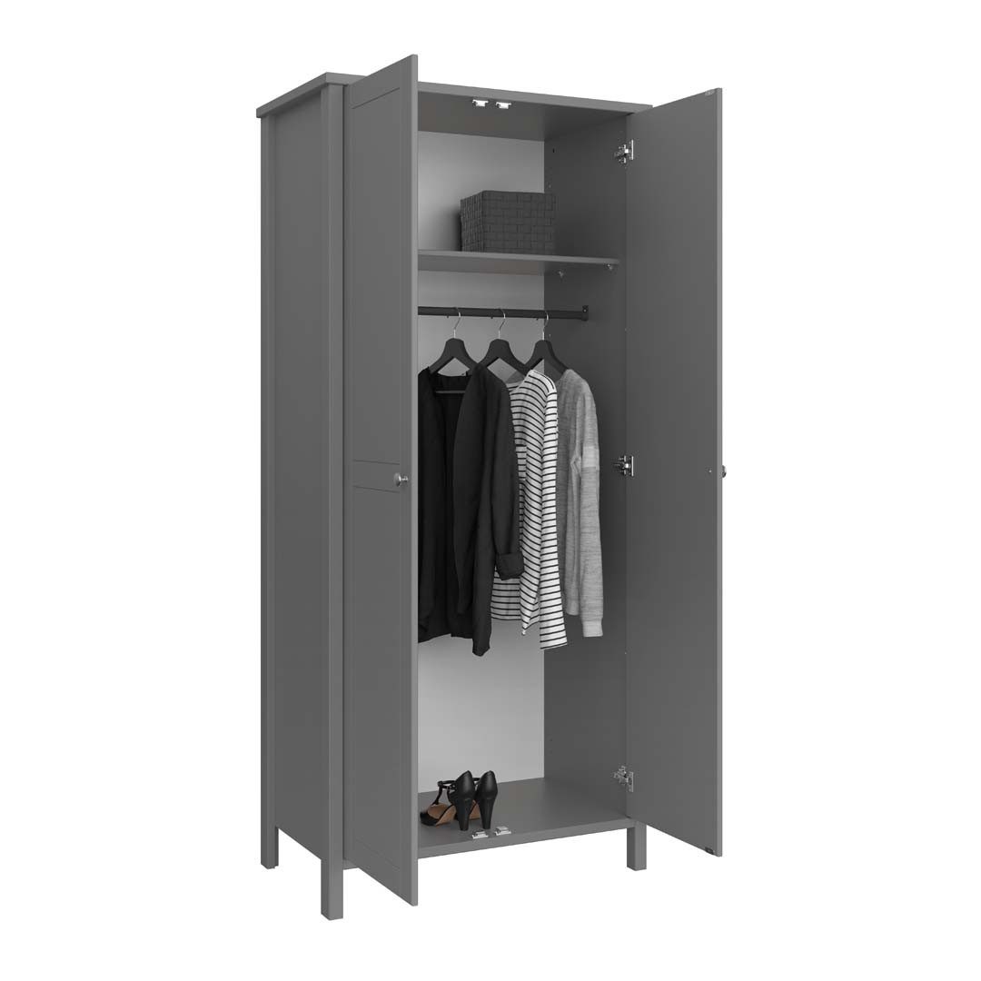 ebuy24 Kleiderschrank Tromsø Kleiderschrank 2 Türen grau.