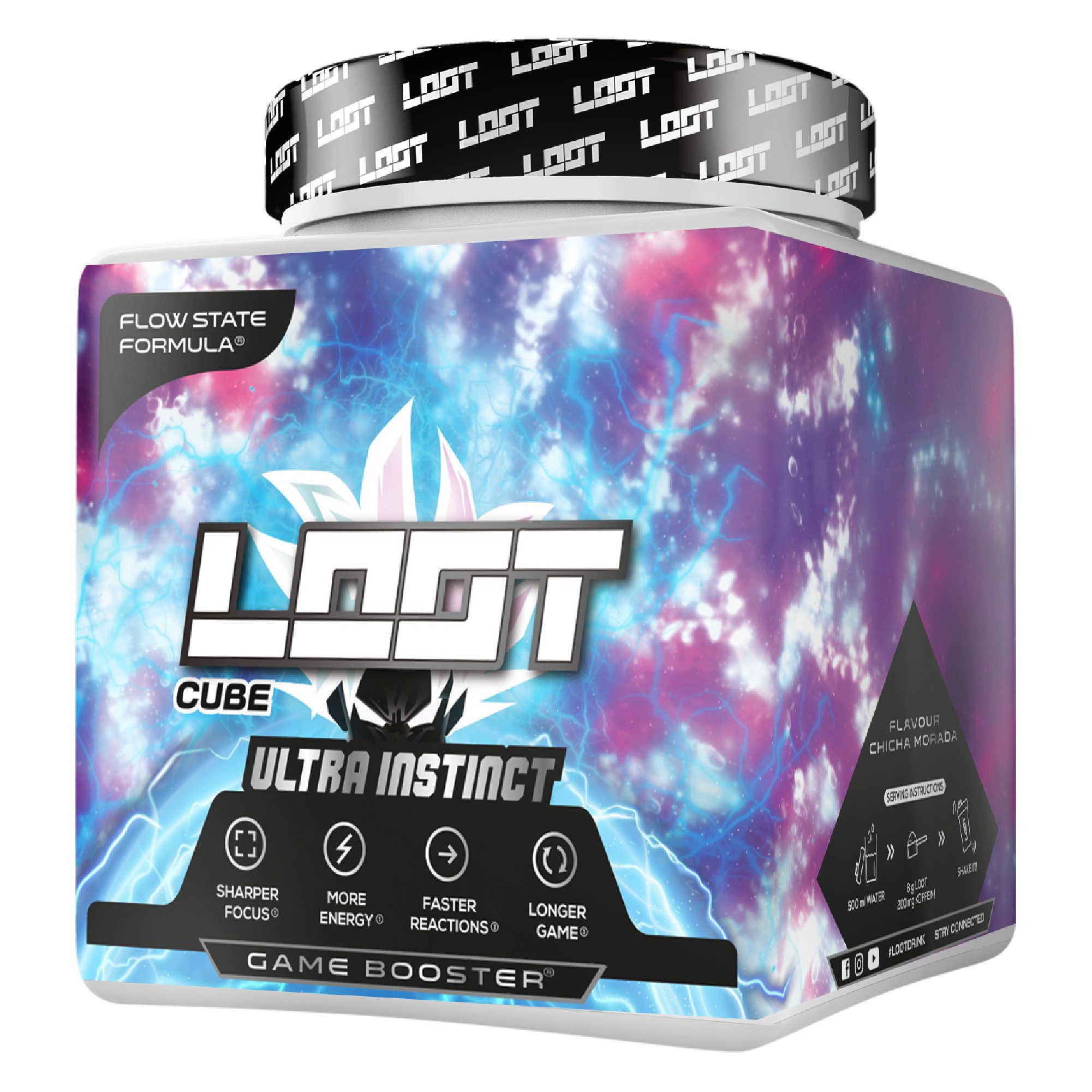 LOOT LOOT® Game Booster mit Koffein Energy für Gaming & Konzentration Pulver, Enthält Koffein (200 mg pro Portion)