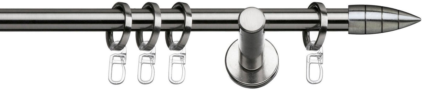 indeko Gardinenstange Menorca, Ø 12 mm, 1-läufig, Fixmaß, verschraubt, Stahl, Komplett-Set inkl. Ringen und Montagematerial