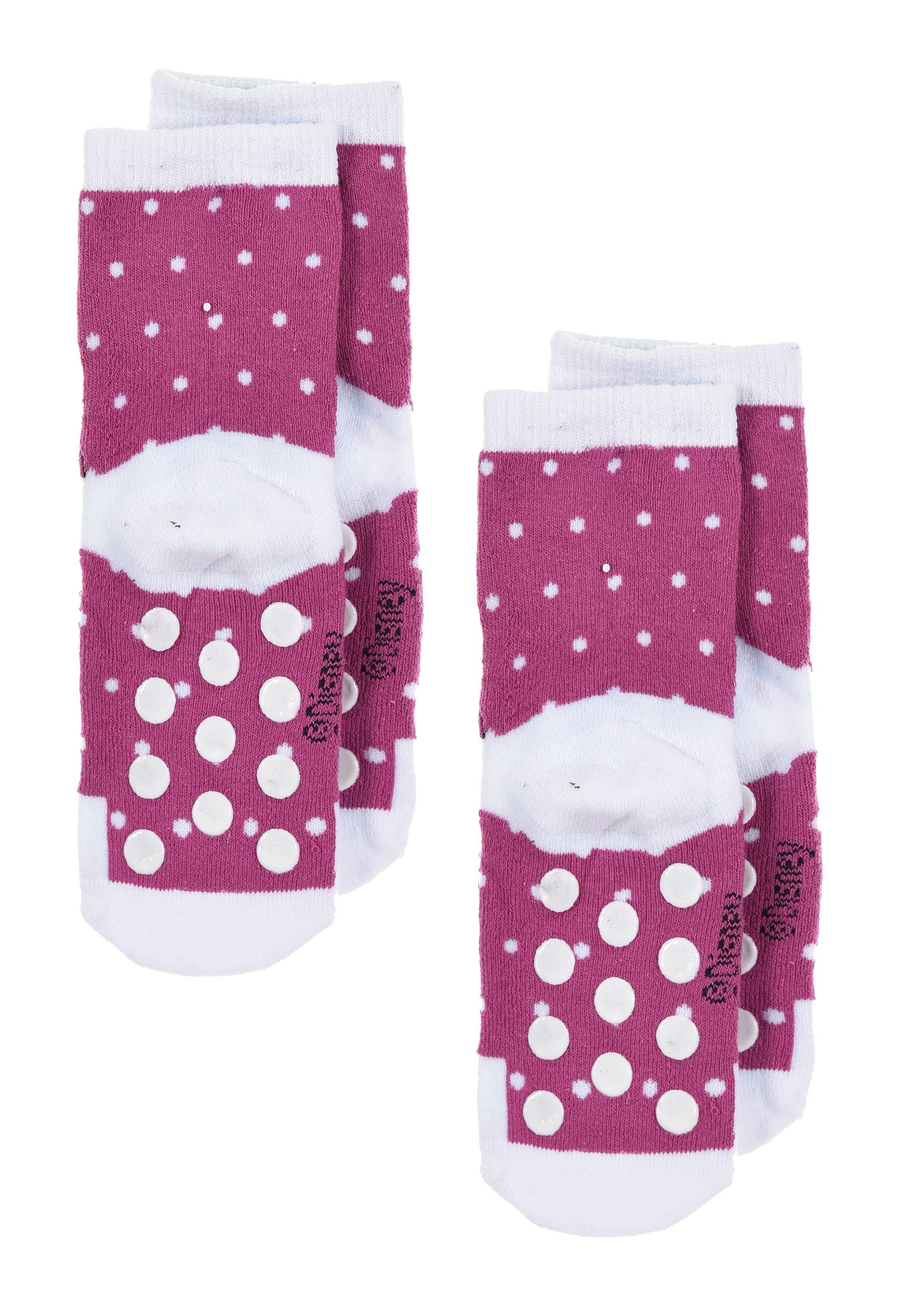 Stopper-Socken Noppen mit Socken anti-rutsch (2-Paar) Disney 2 Strümpfe Frozen Kinder Mädchen Paar Gumminoppen Eiskönigin ABS-Socken