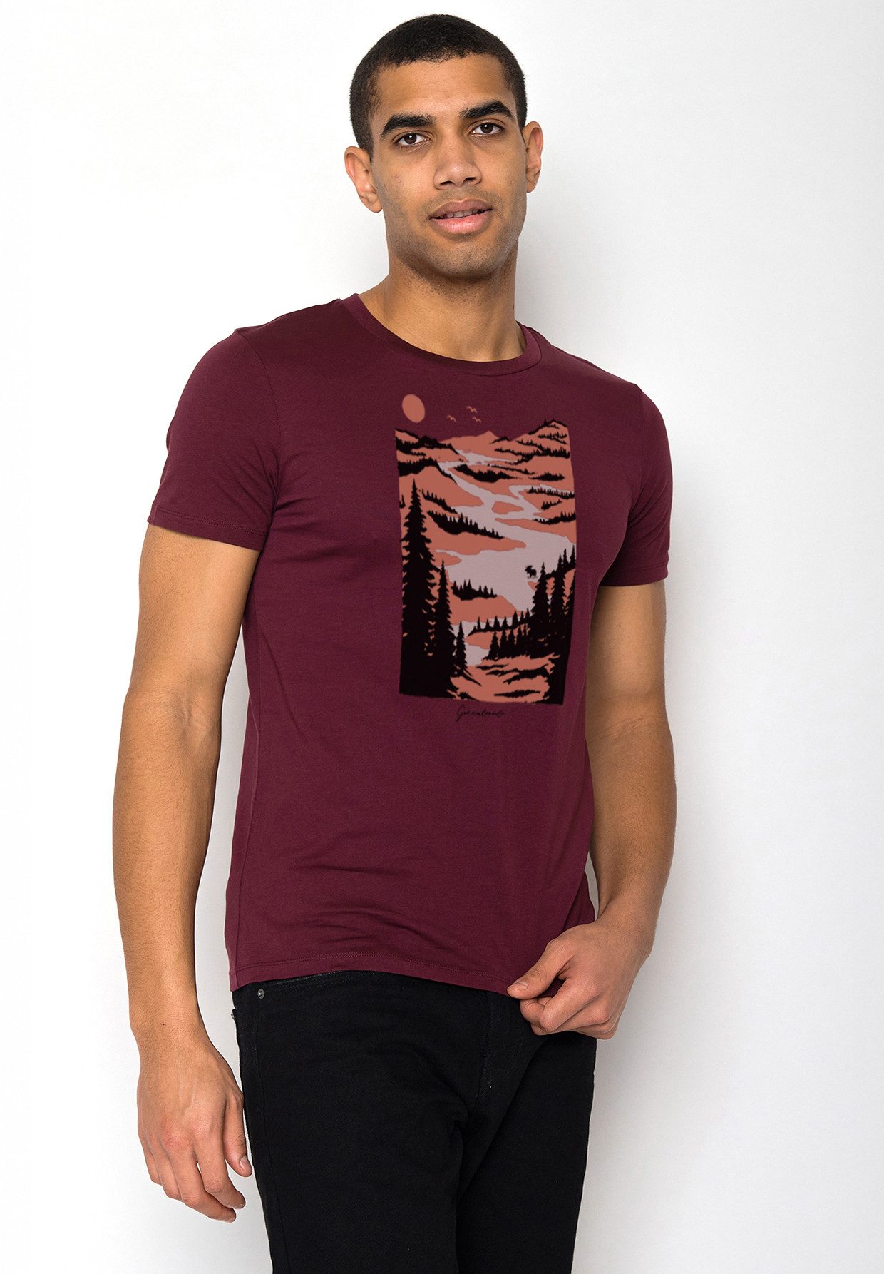 GreenBomb T-Shirt Guide Nature Lakeside Motiv Natur (1-tlg., 1) klassischer Schnitt, tailliert, Rundhalsausschnitt, Bio-Baumwolle
